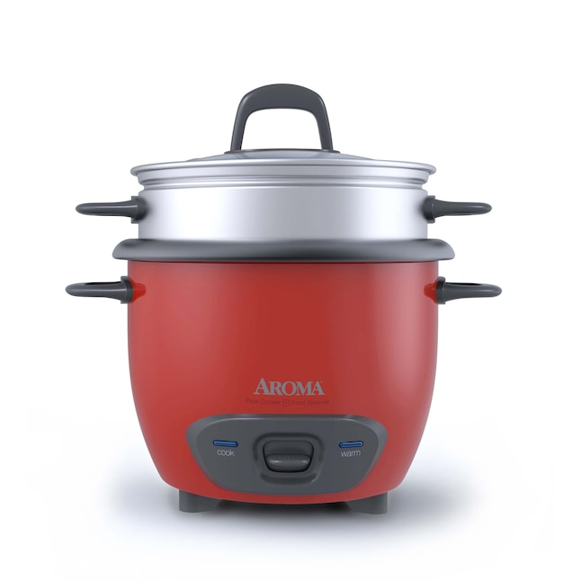 Aroma 6-Cup Red Pot Style Rice Cooker with Keep Warm Setting - ARC