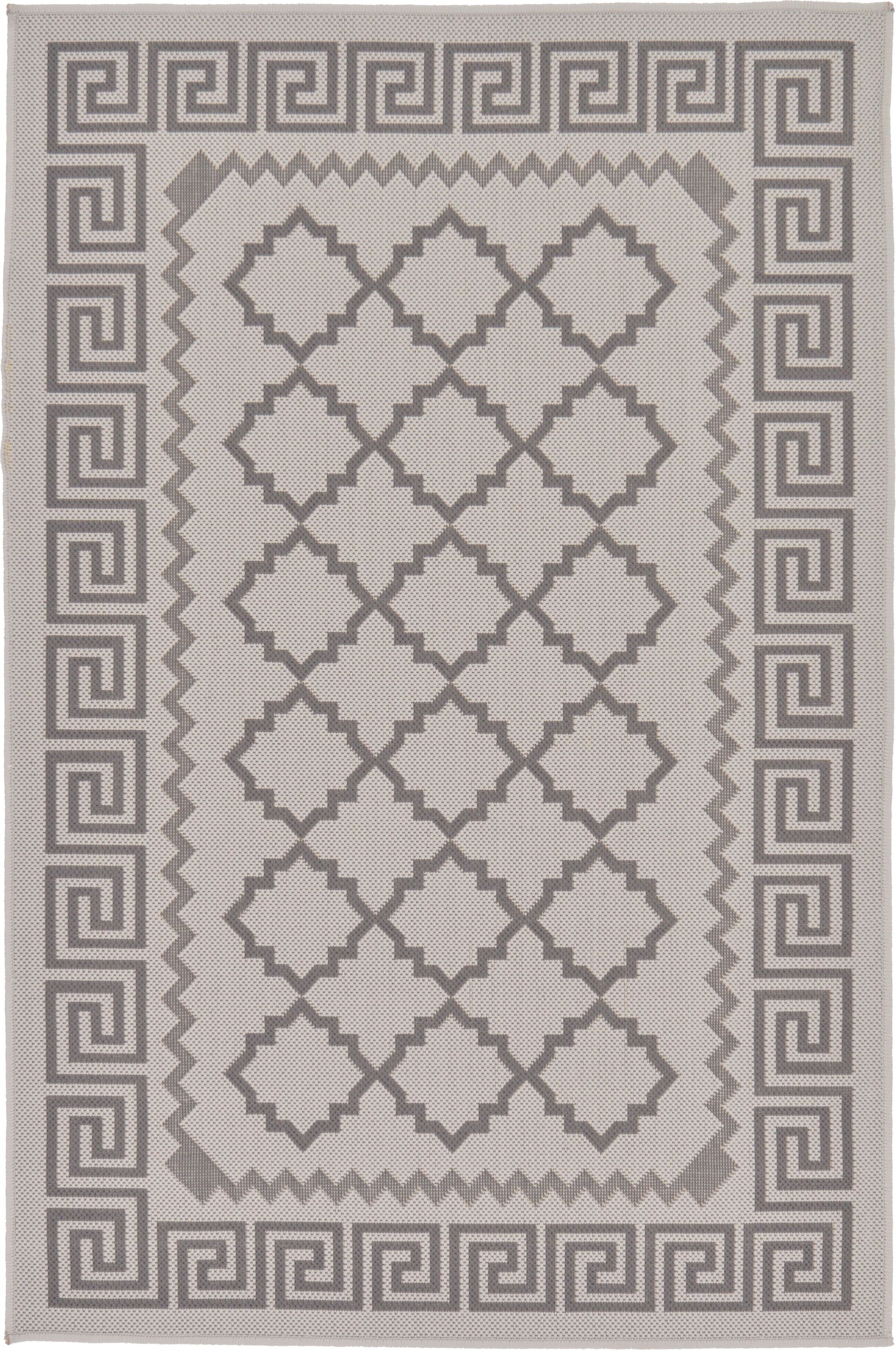 Unique Loom 3126667 Stars Outdoor 3 x 5 (ft) Loomed Polypropylene Gray/Black Rectangular Indoor/Outdoor Geometric Area rug
