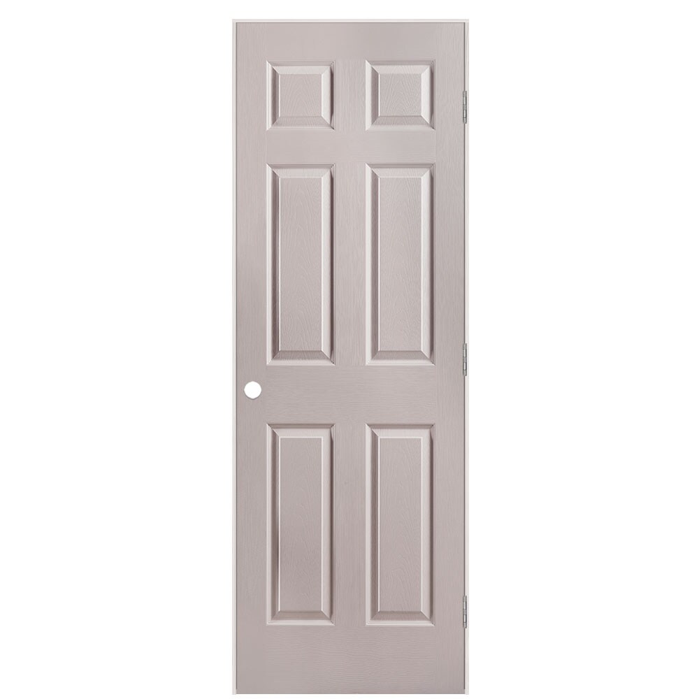 Masonite 1316735 28-in x 80-in Driftwood Hollow core 6-panel Left hand Textured Prefinished Molded composite Flat Jamb Single Prehung Interior Door