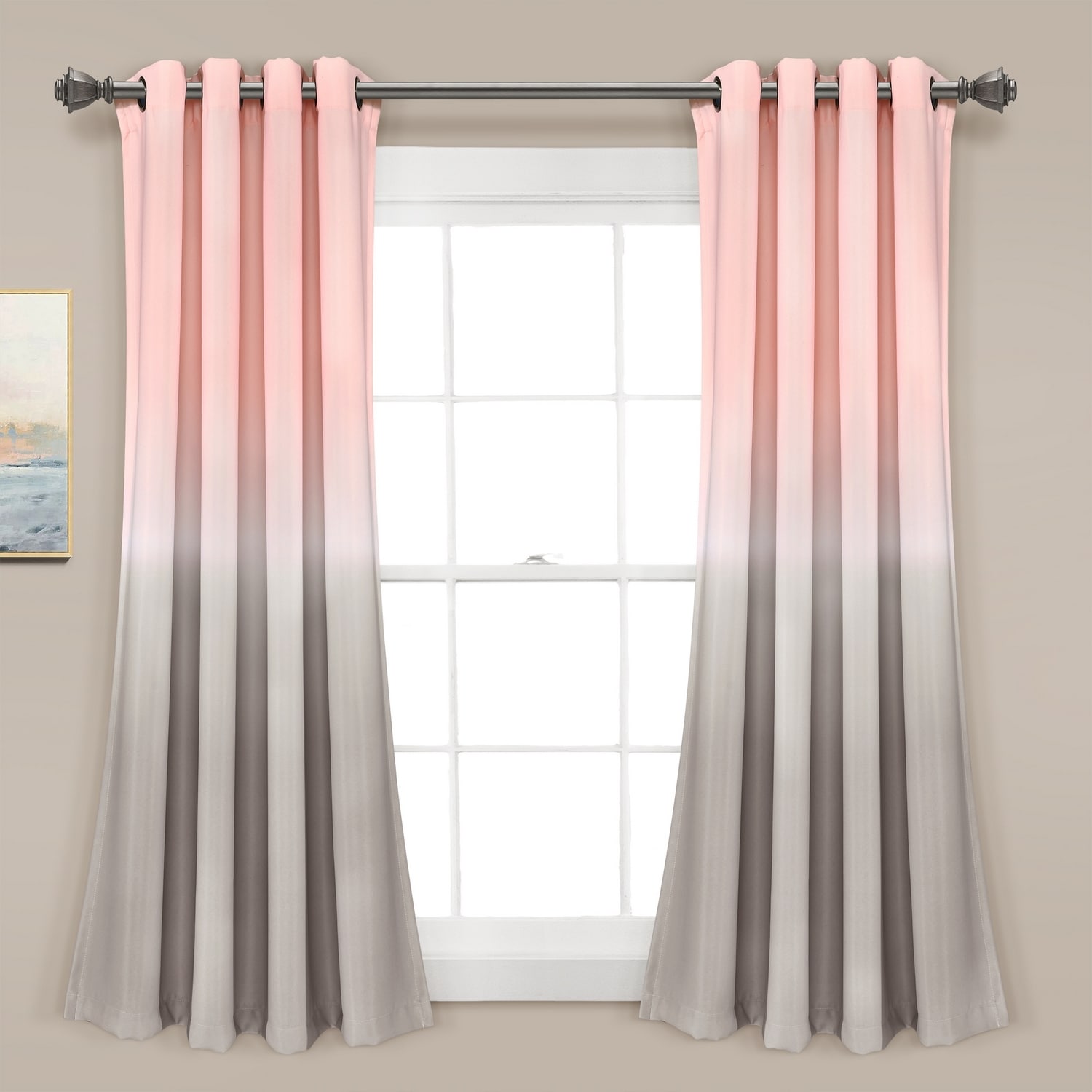 Lush Decor 16T004583 63-Inches Blush Ombre Light filtering Grommet Curtain panel pair