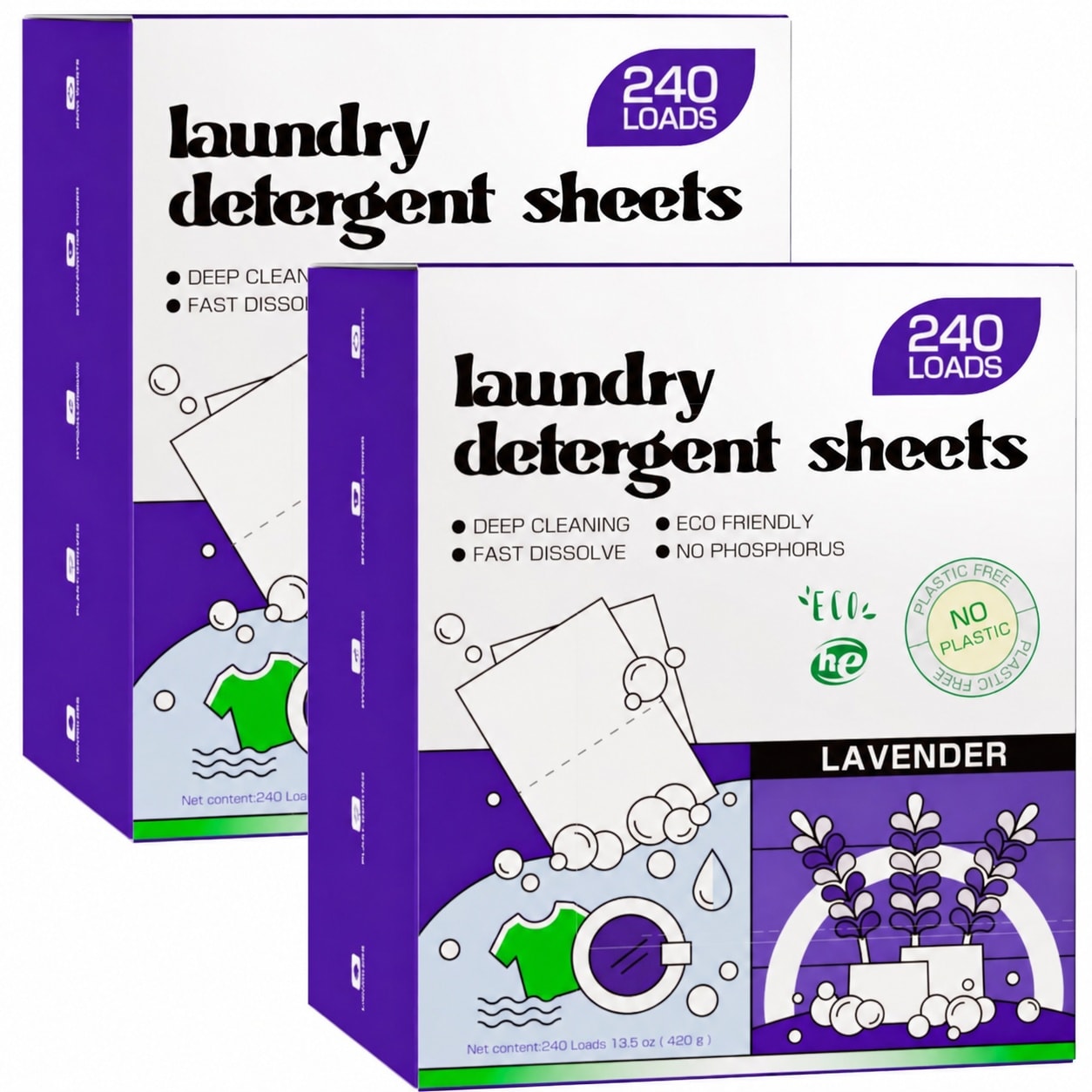 Lukvuzo  Laundry Detergent Sheets 2 pack 480 loads Eco Friendly Plant Based Hypoallergenic No Plastic Jug Lavender Scent Safe for Sensitive Skin