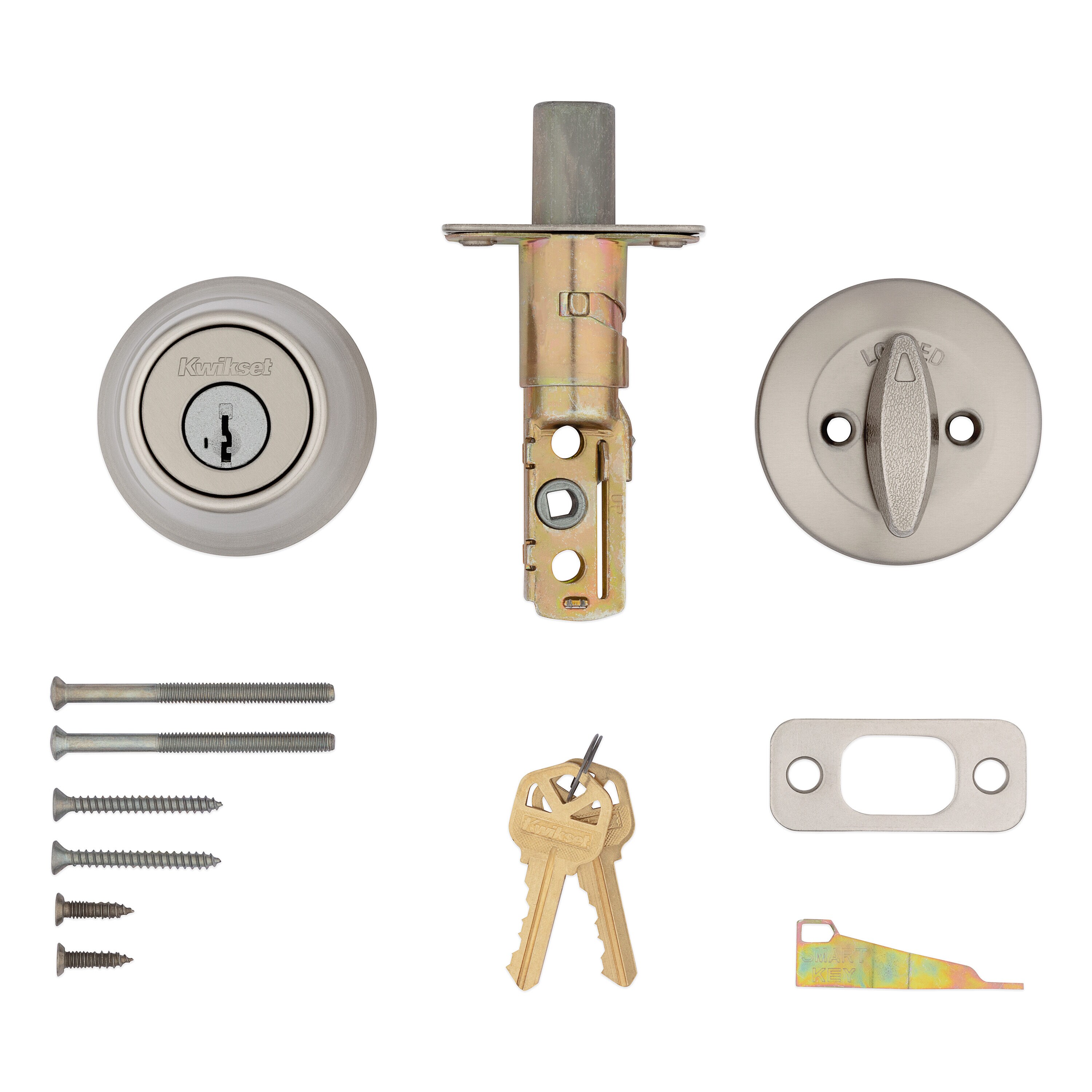 Kwikset Satin Nickel Single Cylinder Deadbolt with SmartKey Technology