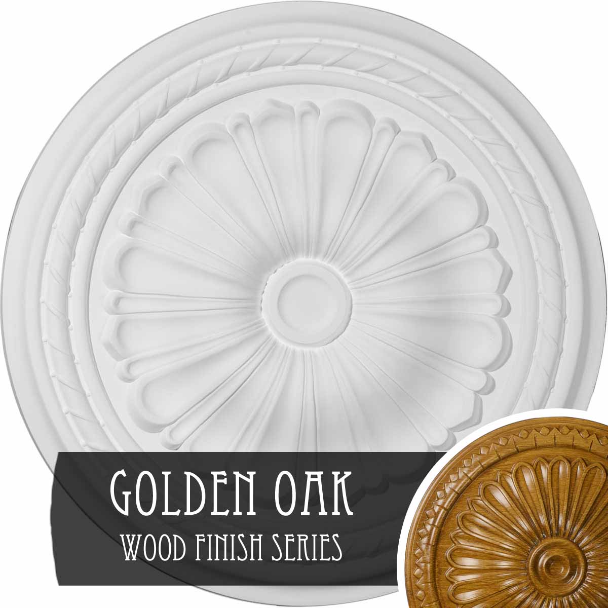 Ekena Millwork CM20ALGOS Alexa 20.5-in W x 20.5-in L Golden Oak Polyurethane Ceiling Medallion