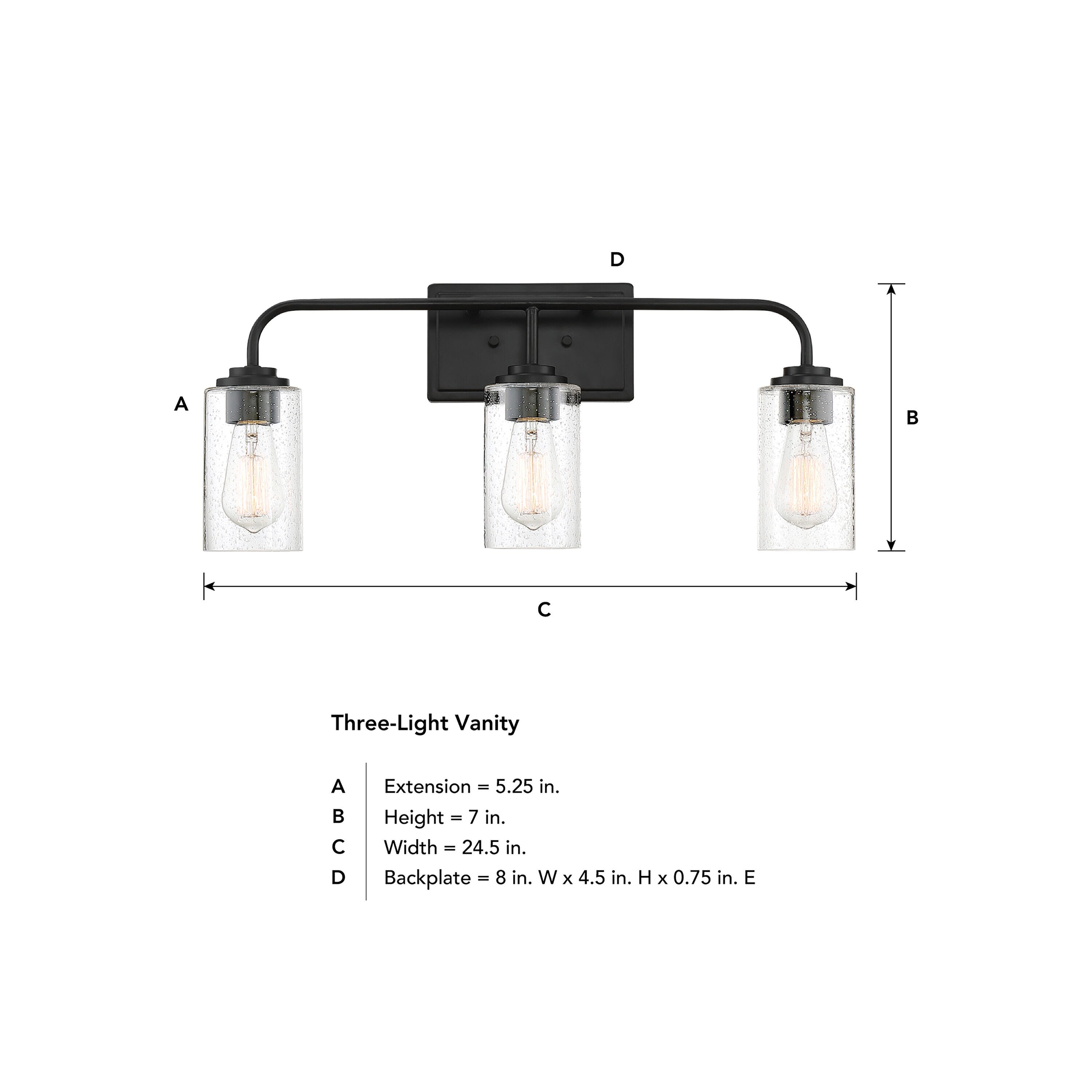 Matte Black 24.5" Dimmable Outdoor Bath Light with Clear Glass Shades