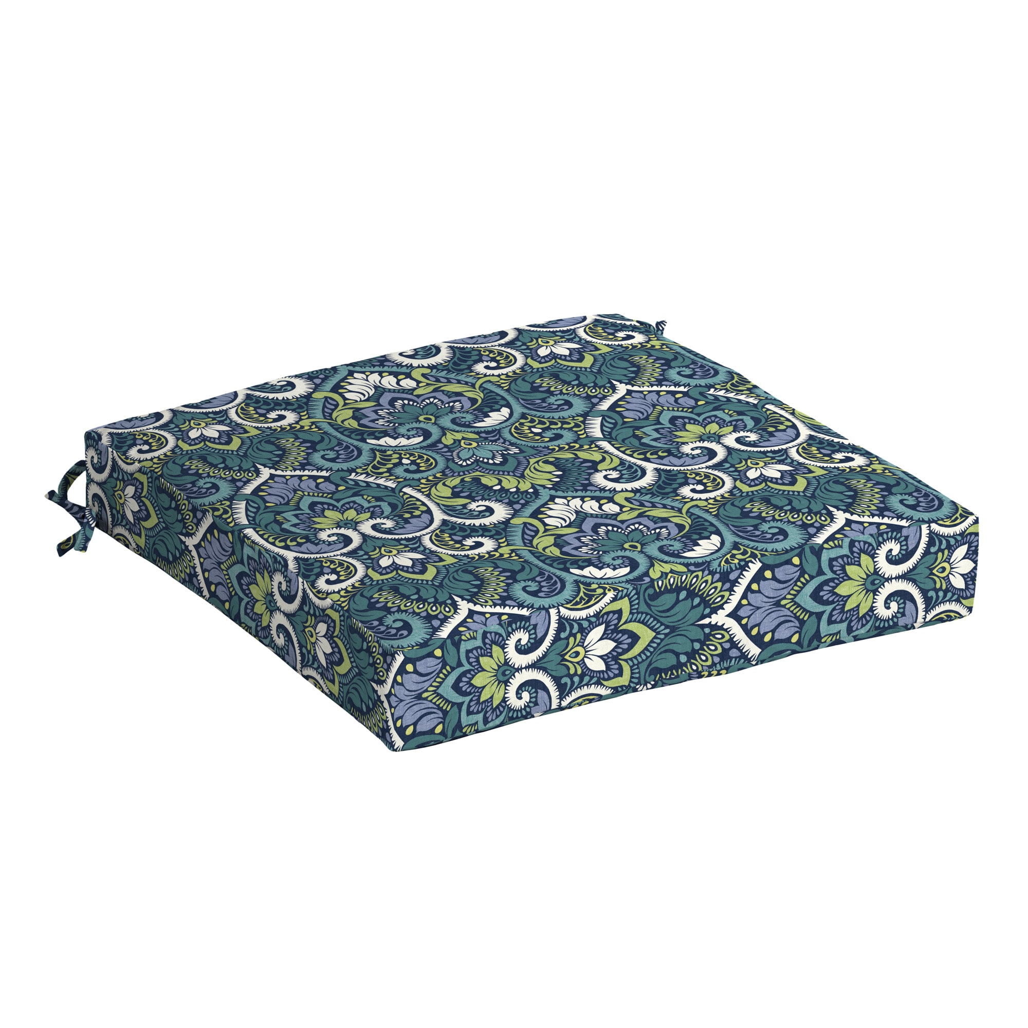 ARDEN ZQ08415X-D9Z1 21-in x 21-in Sapphire Aurora Blue Damask Patio chair cushion