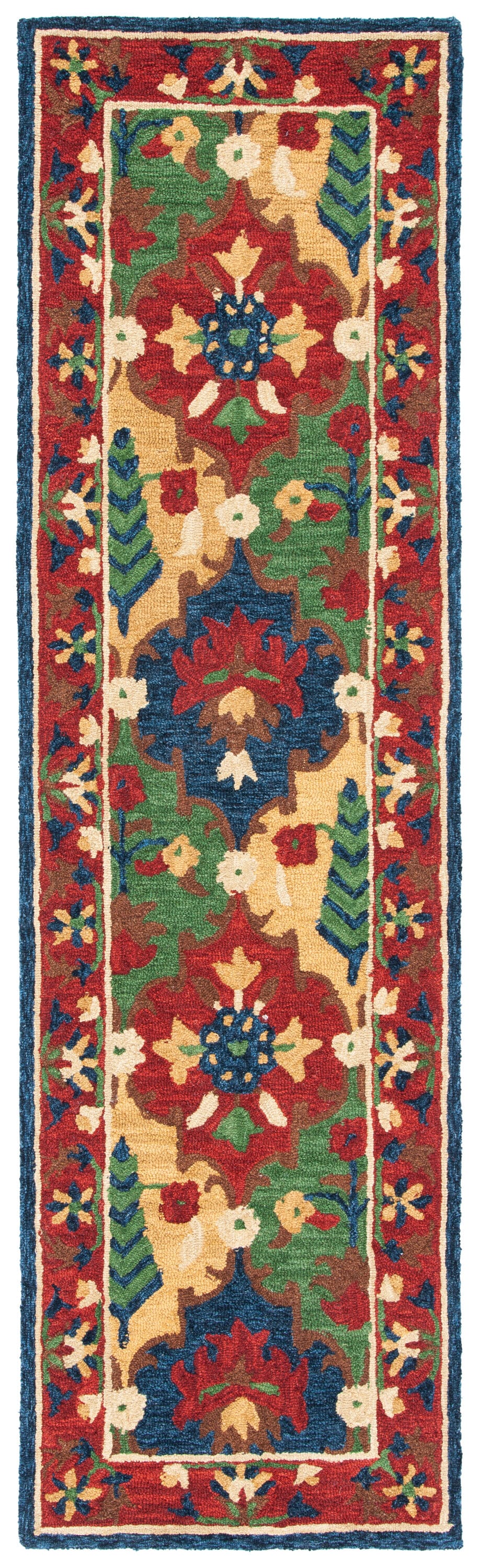 Heritage Red and Green Hand-Tufted Wool Runner Rug