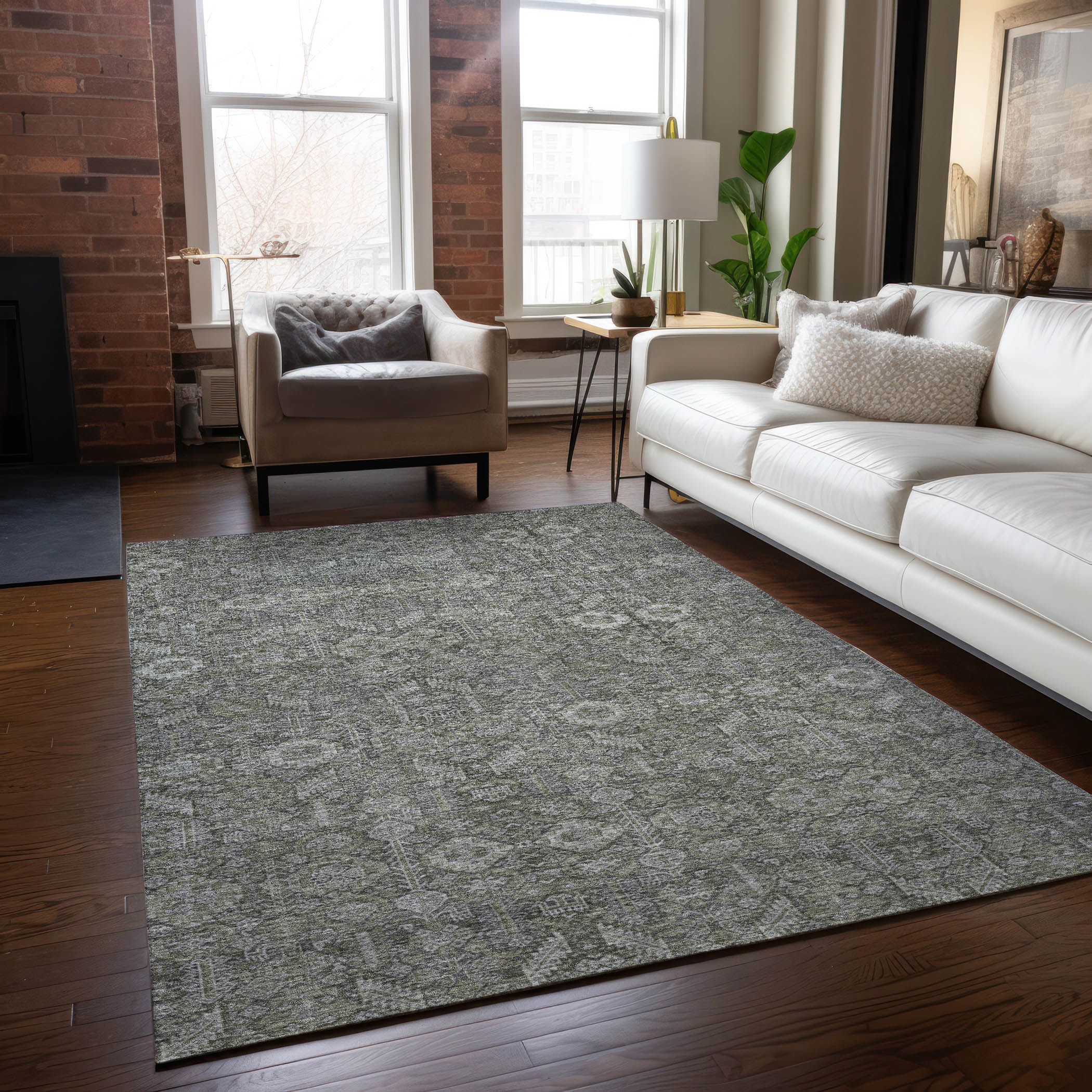 Addison Rugs ACN574GY5X8 Chantille ACN574GY 5 x 7 (ft) Polyester Gray Rectangular Indoor/Outdoor Ombre Bohemian/Eclectic Machine washable Area rug