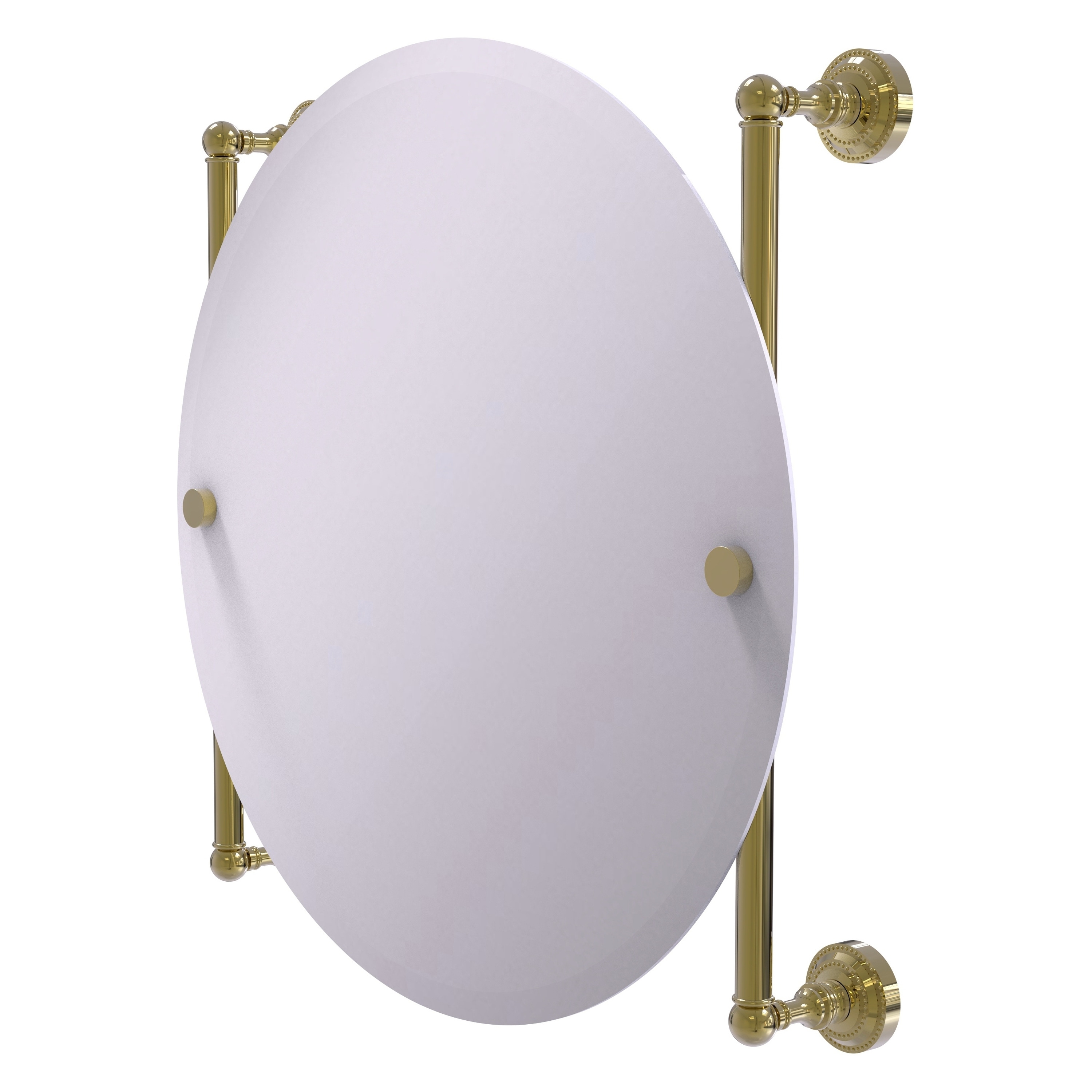 Allied Brass DT-27-90-UNL Dottingham 22-Inches x 22-Inches Beveled Frameless Round Bathroom Vanity Mirror ( Unlacquered Brass )