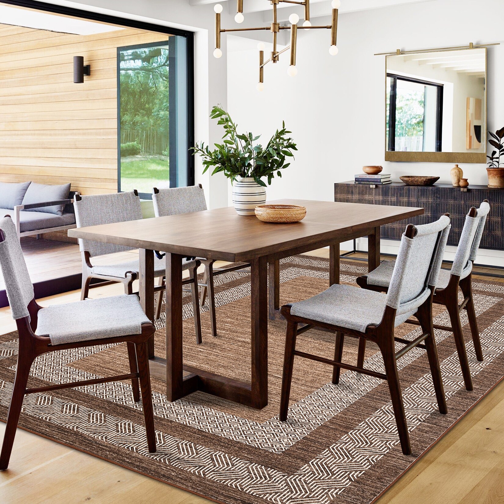 Aoile 3 x 5 ft Brown Taupe Washable Bordered Living Room Bedroom Rugs ...