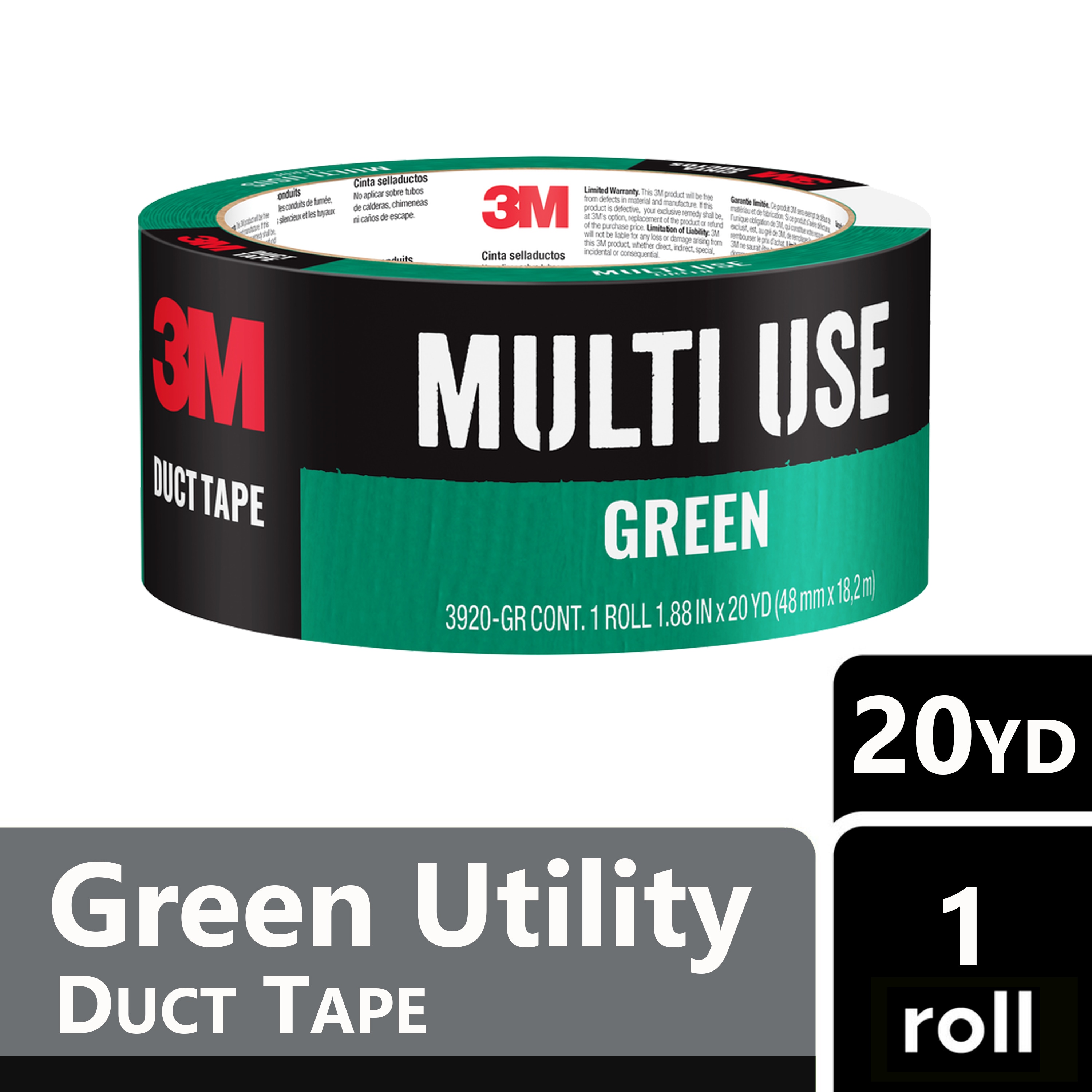 3M Green Rubberized Duct Tape 1.88-in x 20 Yard(s) in the Duct