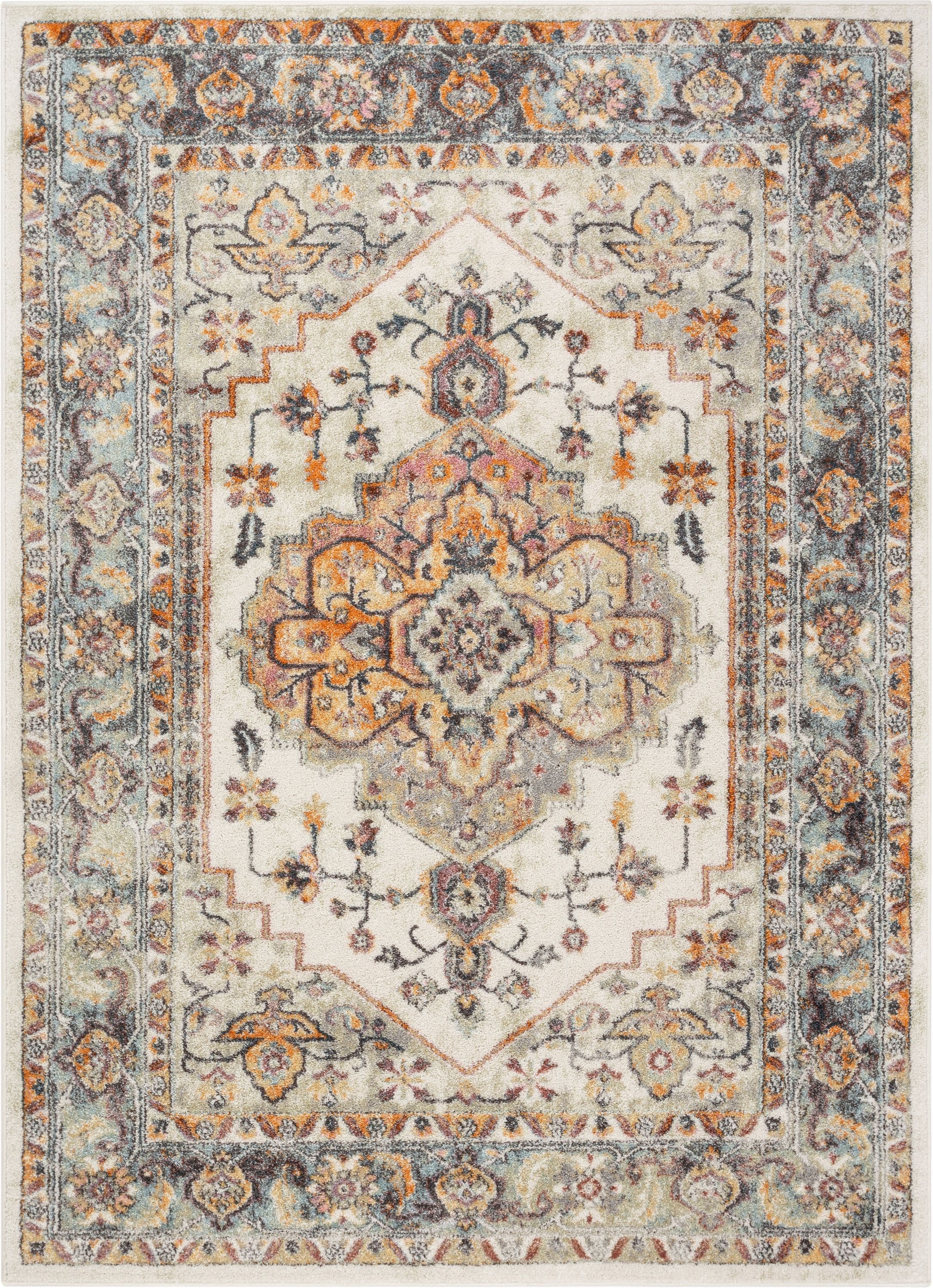 Vintage Bohemian Multicolor Synthetic 5' x 7' Area Rug