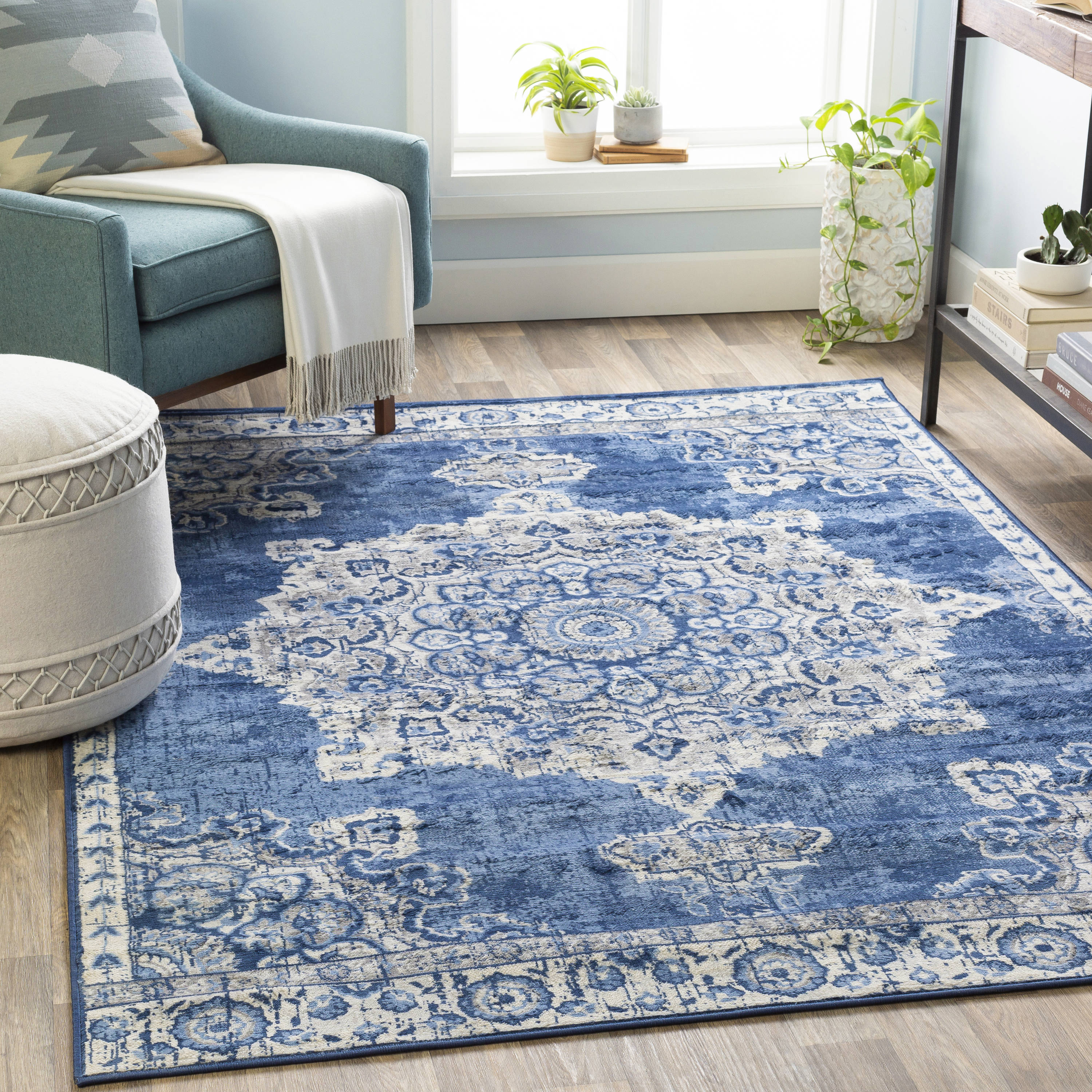 Surya Monaco 8 X 10 (ft) Navy Indoor Medallion Vintage Area Rug at ...