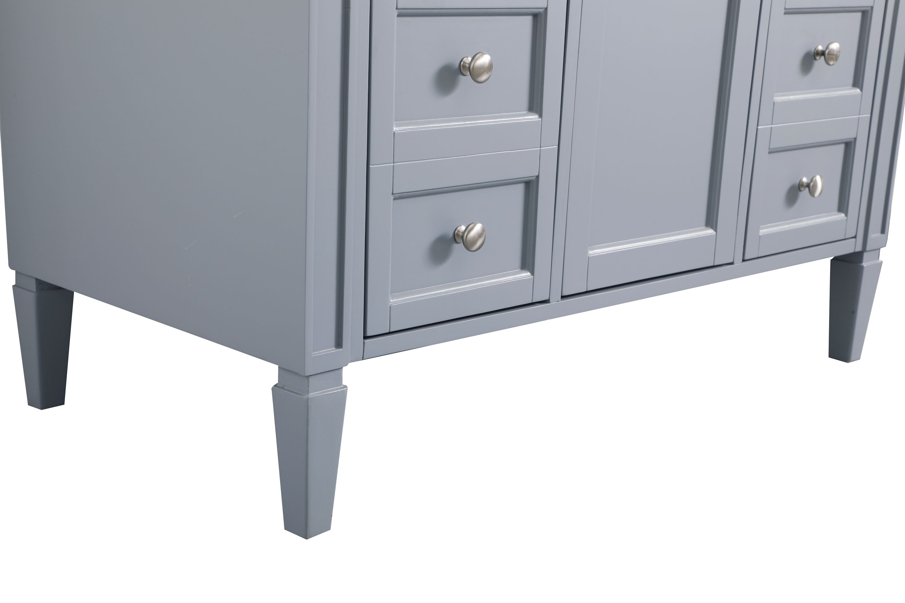 Gray Solid Wood and Marble Single Bathroom Vanity with Porcelain Sink