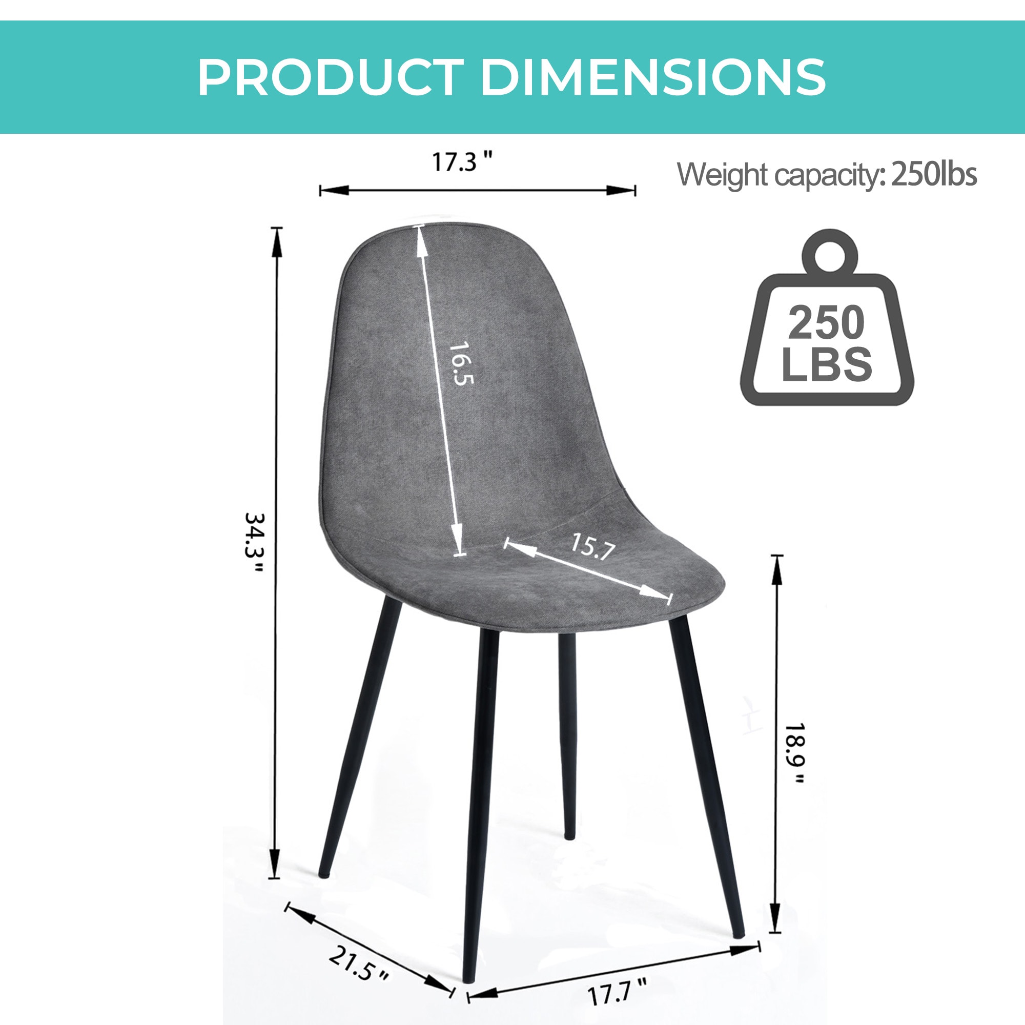 Homy Casa CHARLTON GREY Dining-Chairs - View #5