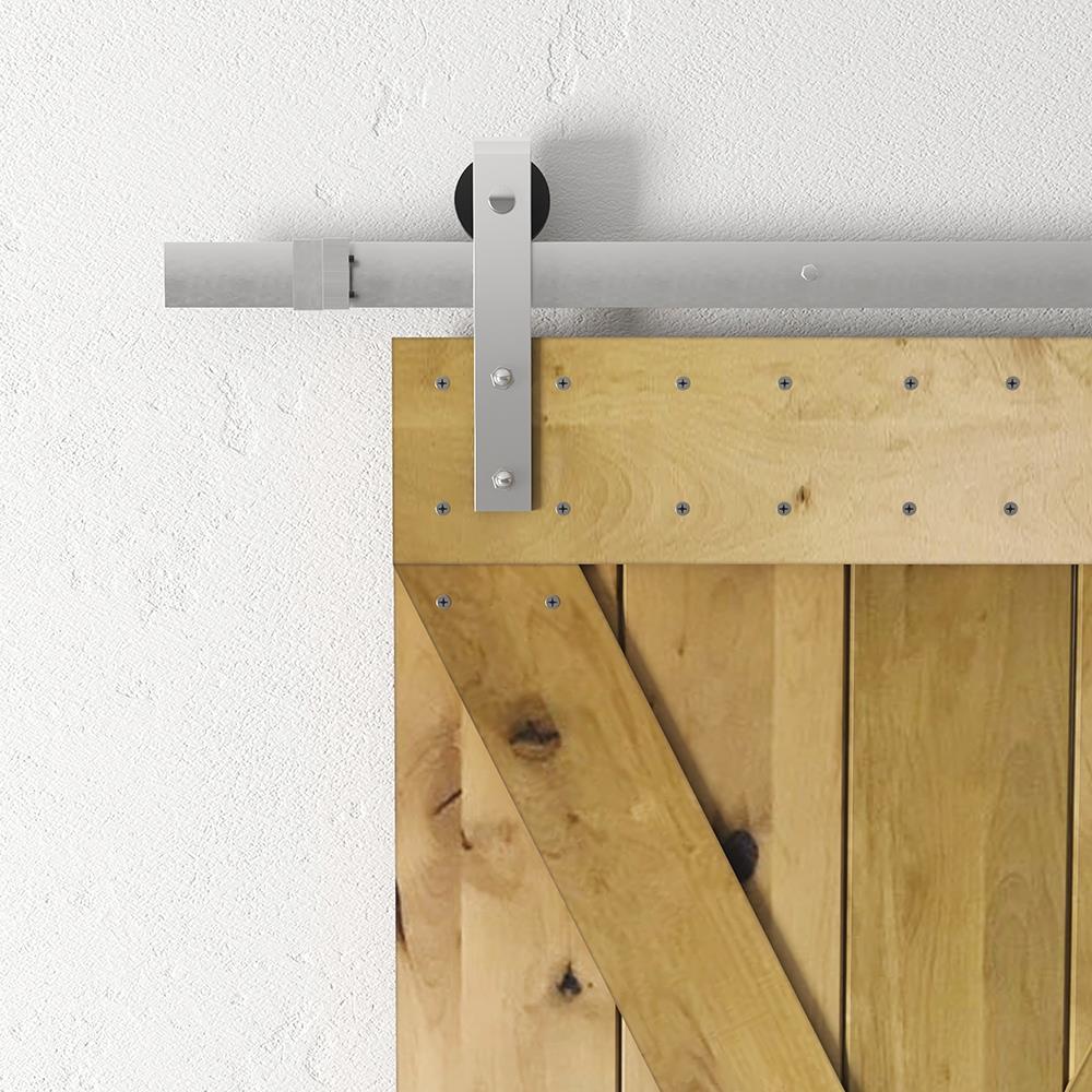 Urban Woodcraft 40-in x 83-in Kotty Alder Wood Crossbuck Prefinished Knotty Alder Wood Single Barn Door (Hardware Included)
