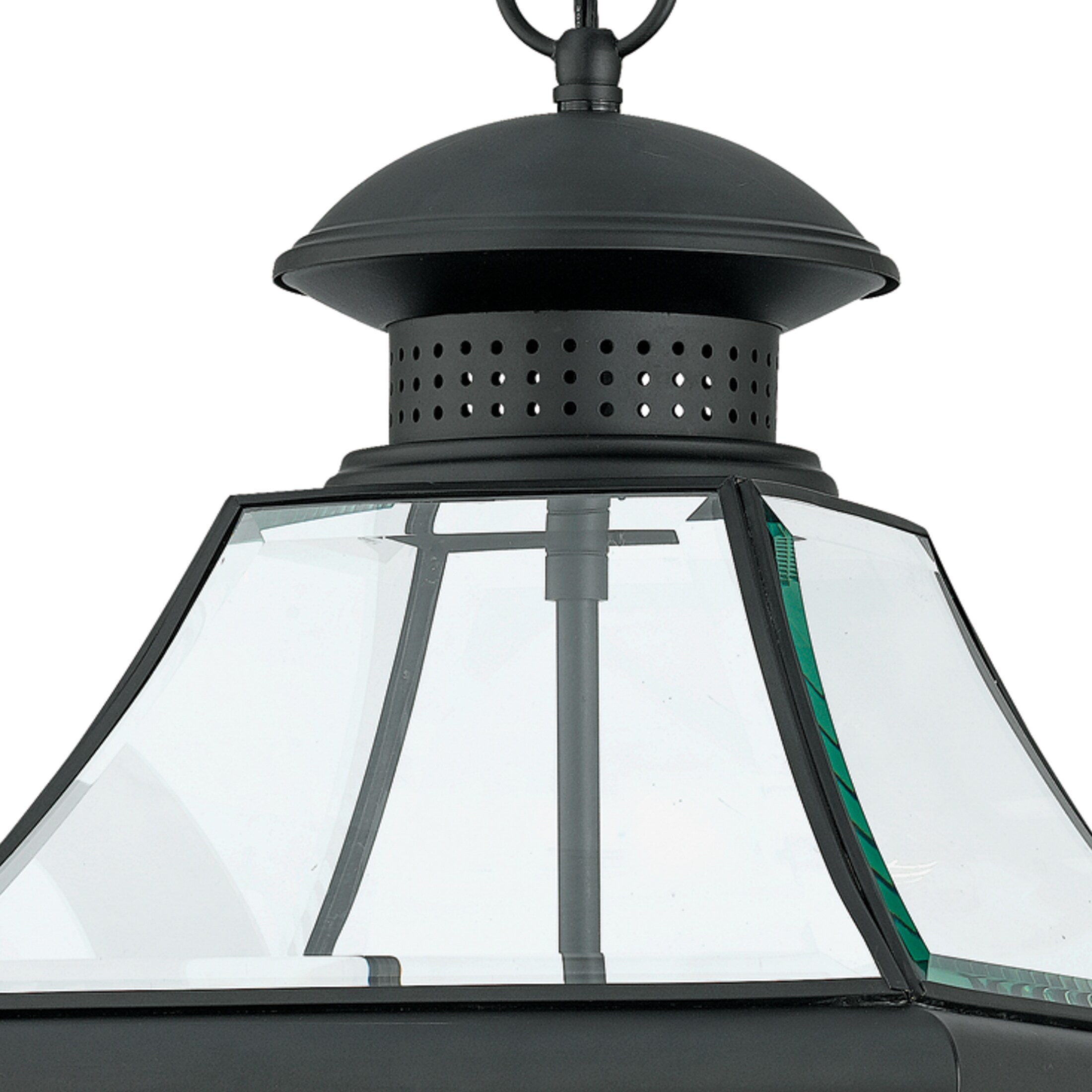 Quoizel Rutledge 3 Light Mystic Black Transitional Clear Glass Lantern Hanging Pendant Light In