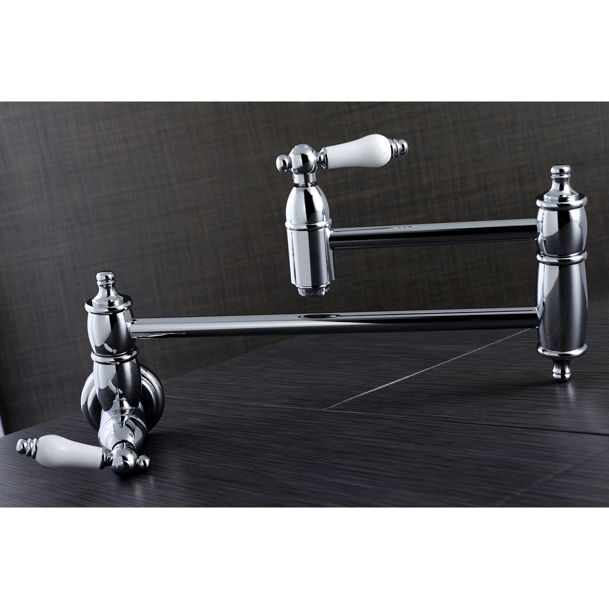 Kingston Brass WLKS3101PL Restoration Polished Chrome Single Handle Wall-mount Pot Filler Kitchen Faucet