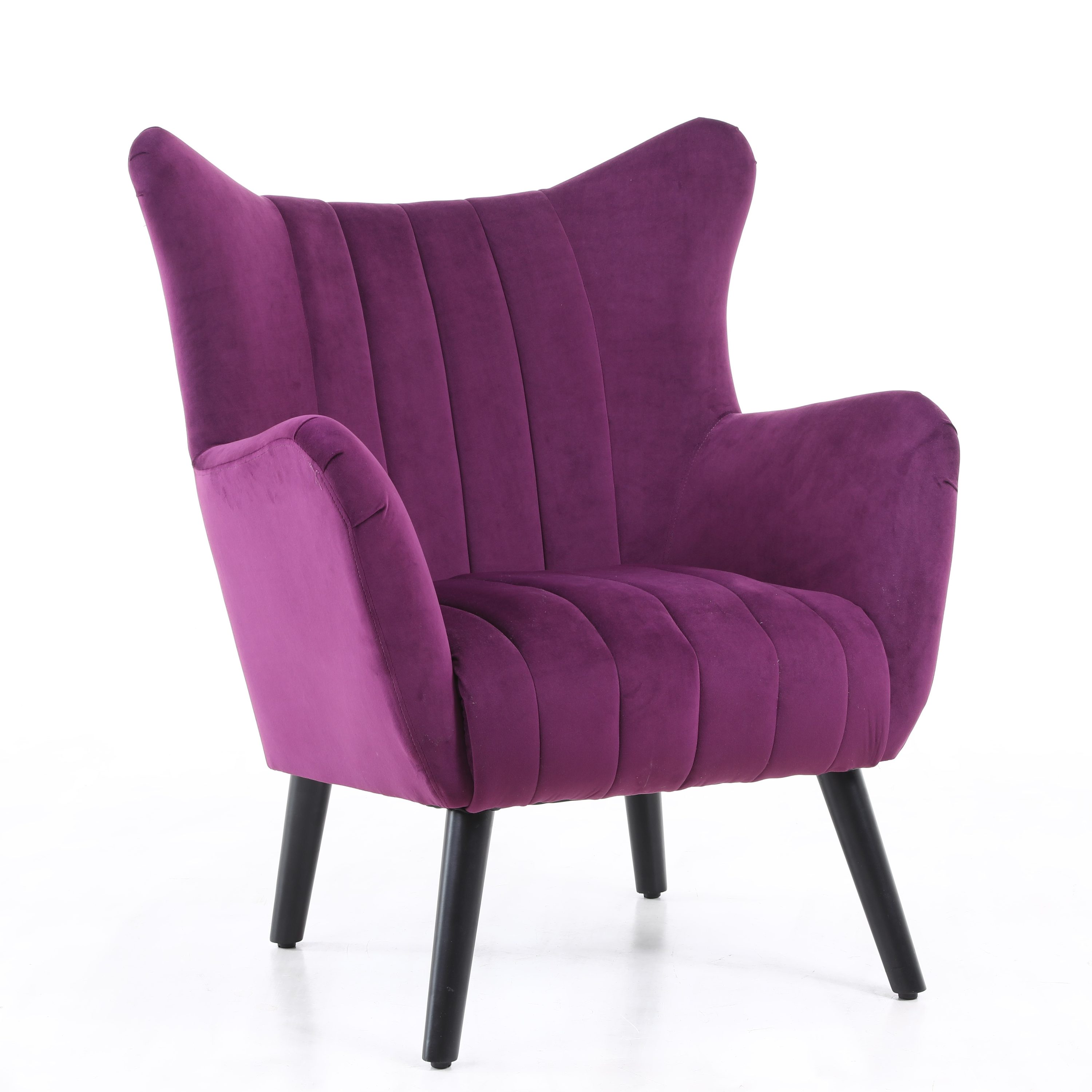 CASAINC WF-HFSN134-PL Modern living room chair Contemporary/Modern Velvet Upholstered Wingback Chair (Metal Frame)