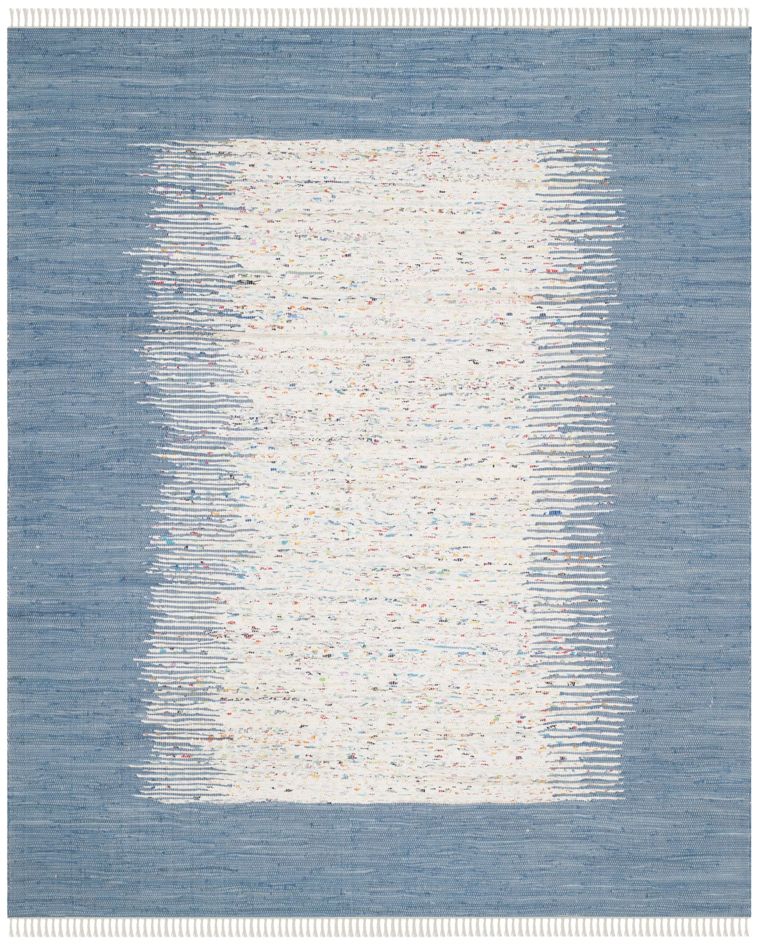Safavieh MTK711E-8 Montauk Keeling 8 x 10 (ft) Cotton Ivory/Dark Blue Rectangular Indoor Border Coastal Area rug