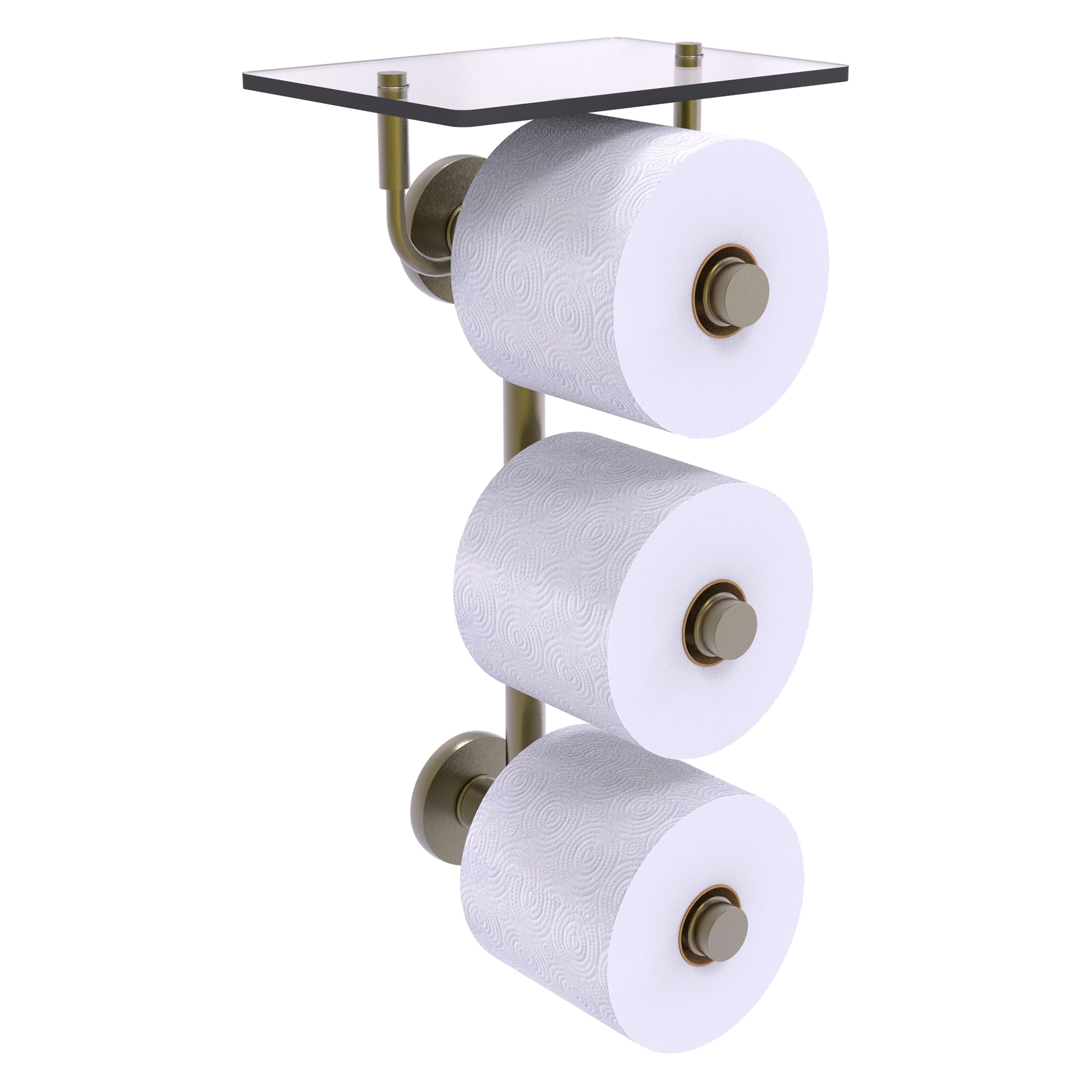 Allied Brass P1000-35-3VS-ABR Prestige Skyline Antique Brass Wall mount Double post Toilet Paper Holder 3 -Rolls