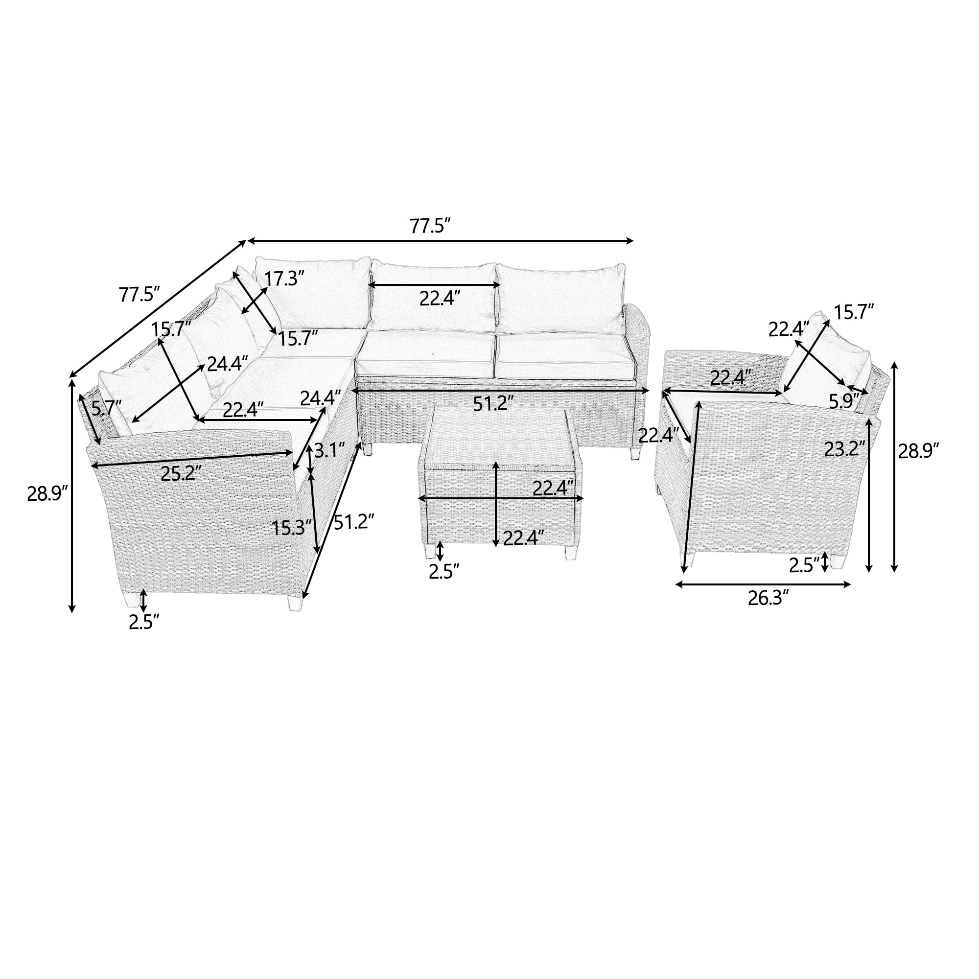 Clihome IO-40W06-BL Patio-Conversation-Sets - View #14