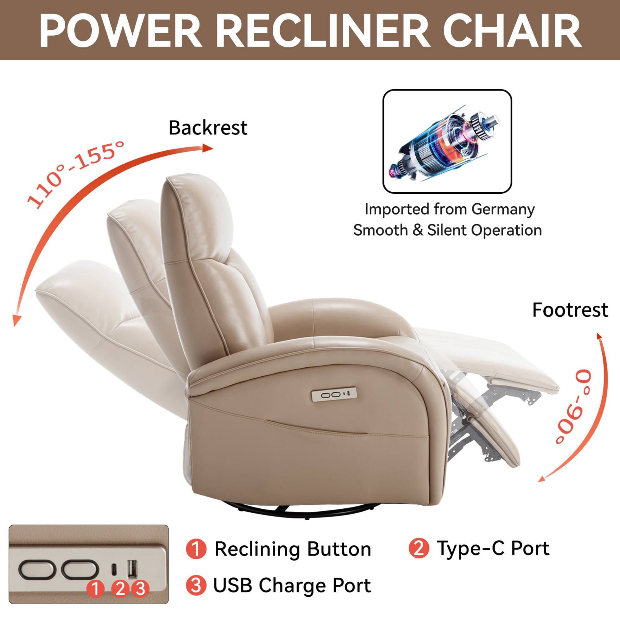 Clihome OF-1940PP10-DABL recliners - View #6