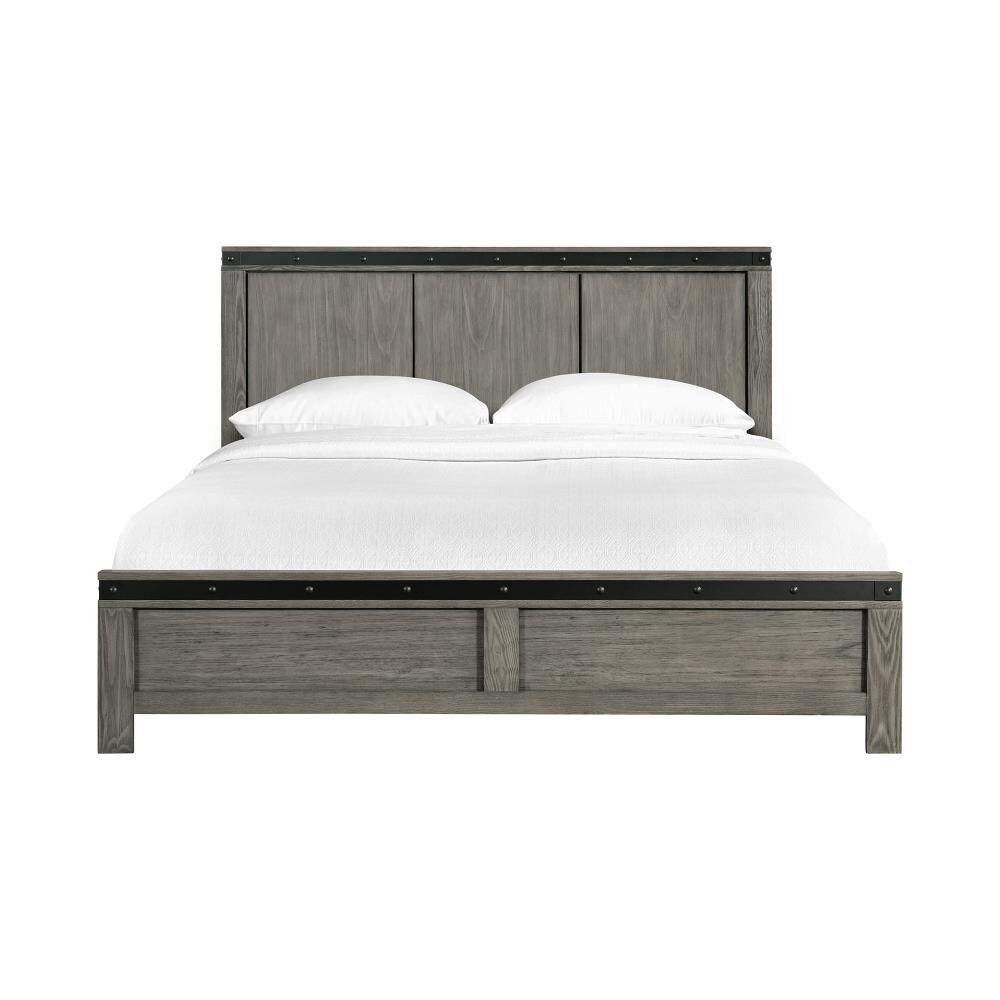 Montauk Gray King Panel Bed with Wood Frame and Headboard