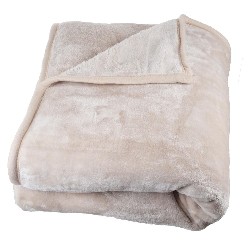 Hastings Home 117959GYK Blankets Beige 82-in x 90-in Polyester Blanket