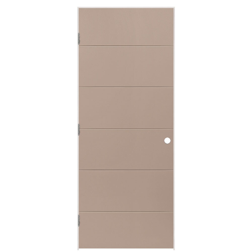 Masonite 1446613 32-in x 80-in Sandpiper Hollow core Flush Right hand Smooth Prefinished Molded composite Flat Jamb Single Prehung Interior Door