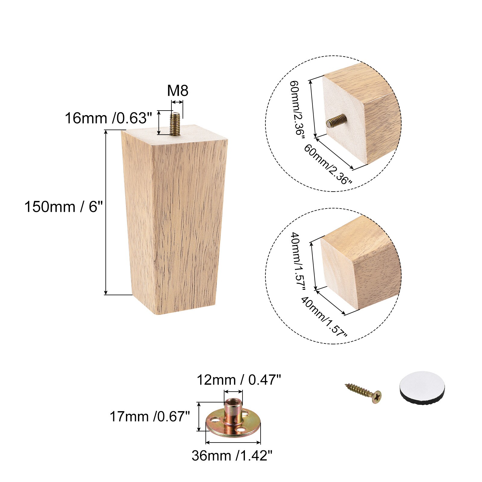 Unique Bargains S25092300UX2667 Wood-Table-Legs - View #2
