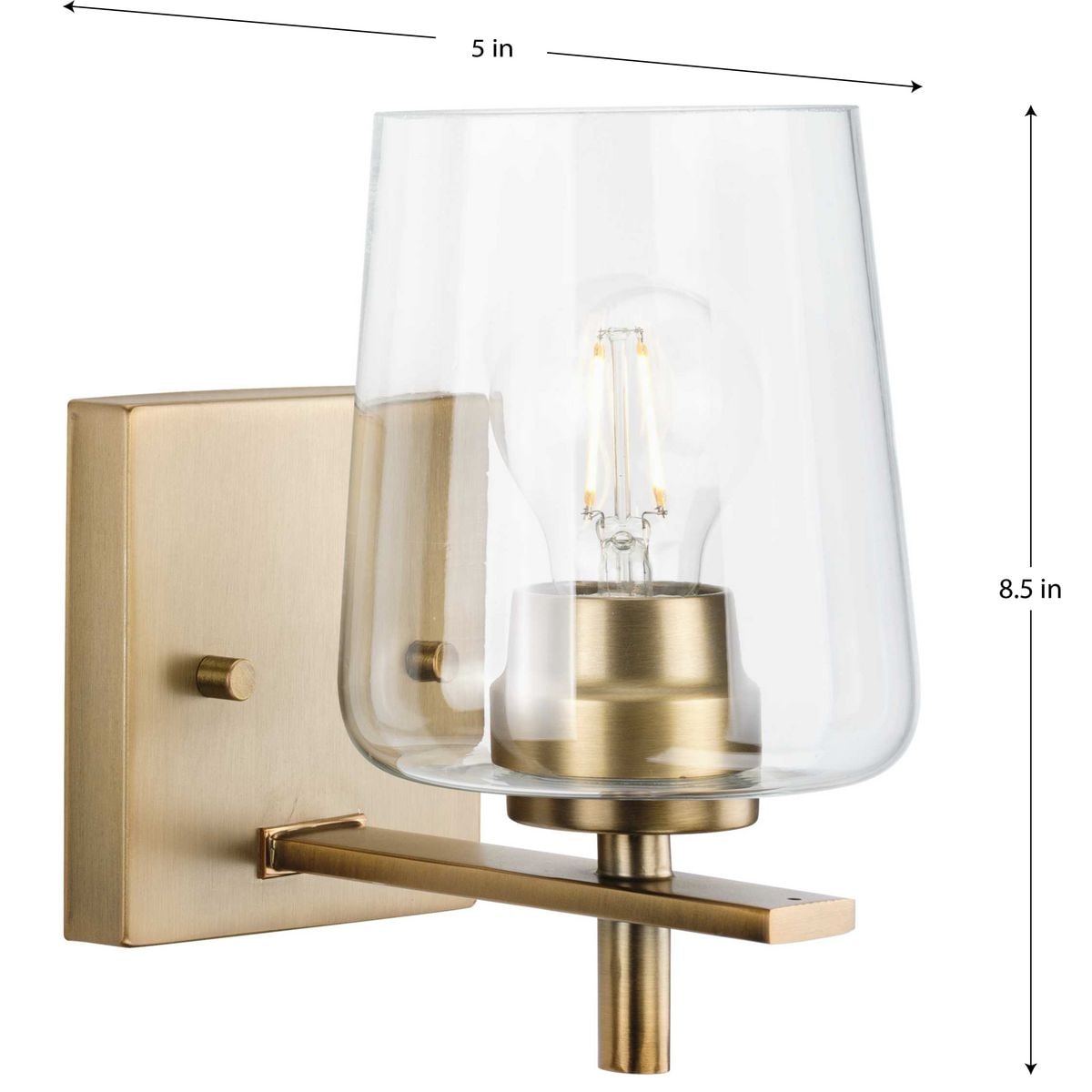 Calais Vintage Brass Dimmable Wall Sconce with Clear Glass Shade