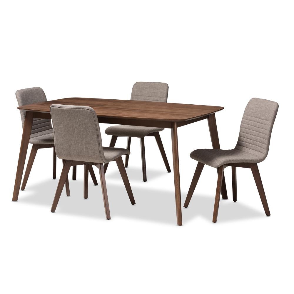 Baxton Studio 144-6795-7946-LW Sugar Grey Contemporary/Modern Dining Room Set with Rectangular Table (Seats 4)