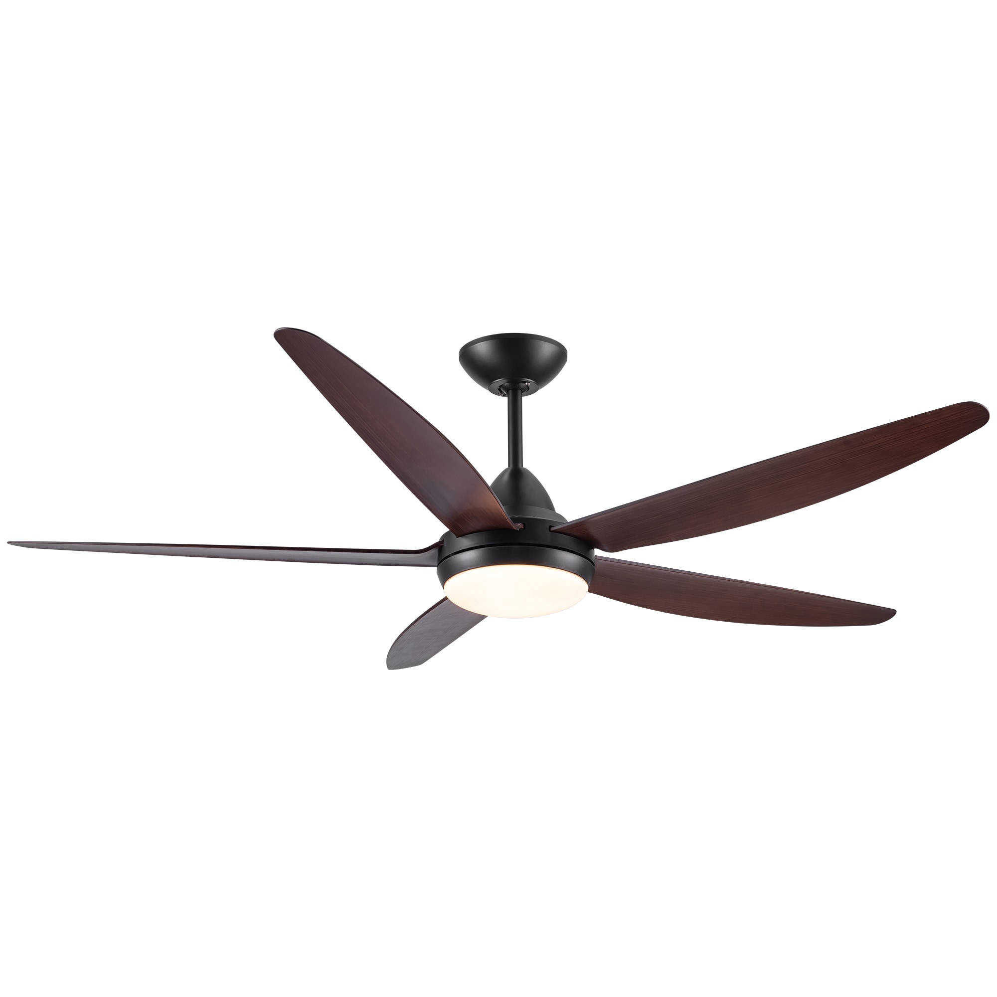 Yardreeze YHDO-56BKM 56-Inches Black with ABS Blades Integrated LED Fixture Indoor/Outdoor Downrod or flush mount Standard Ceiling Fan With Light and Remote ( 5 -Blade)