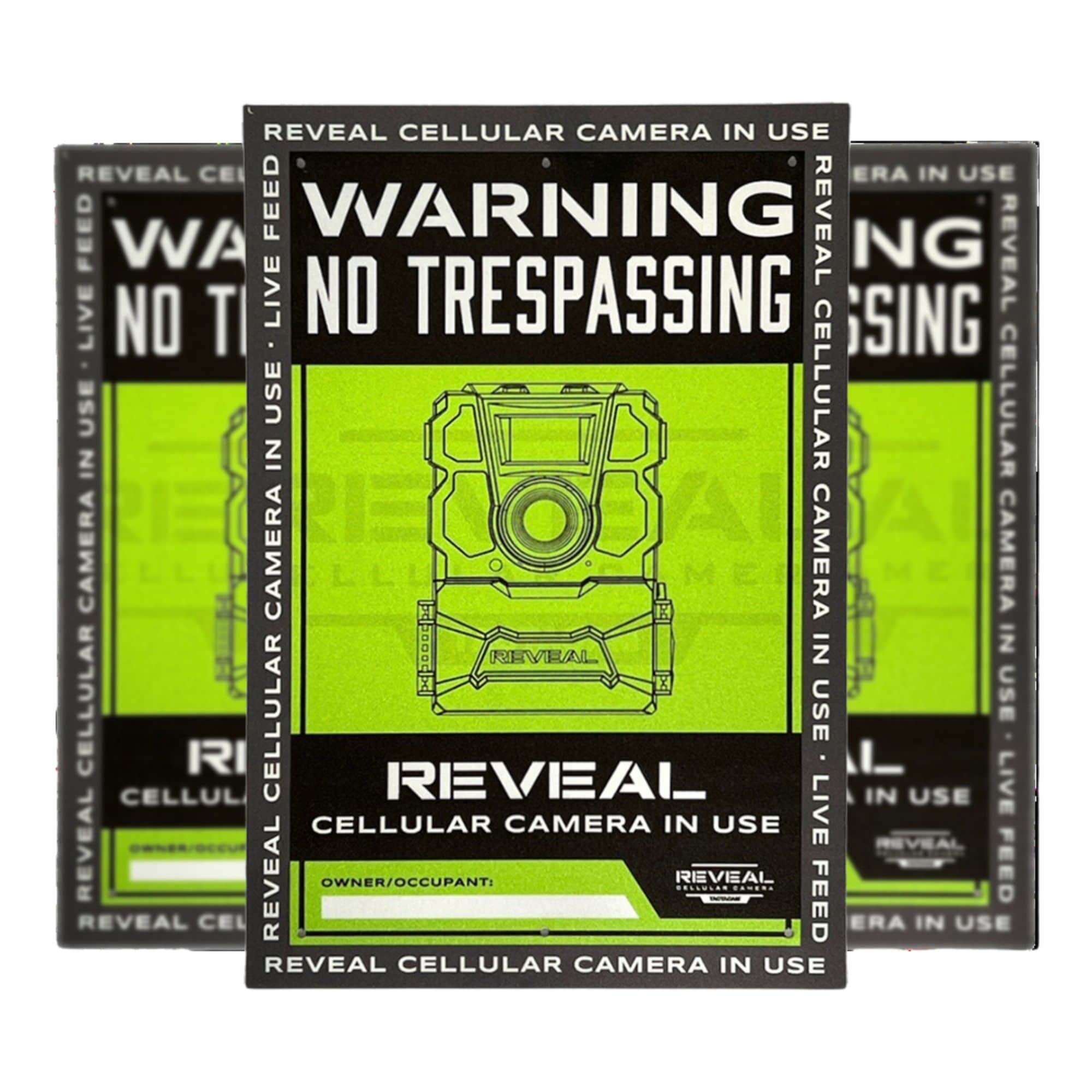 Reveal S-3 No Trespass Signs Game camera 3 -Pack