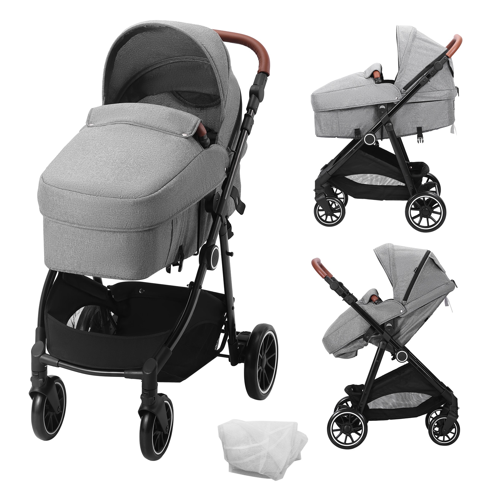 SVOPES SVOPESBZYETCZ07006V0 Standard Dark Grey Baby Stroller - Bassinet Adjustable Backrest Foldable and Reversible for 6M-3Y
