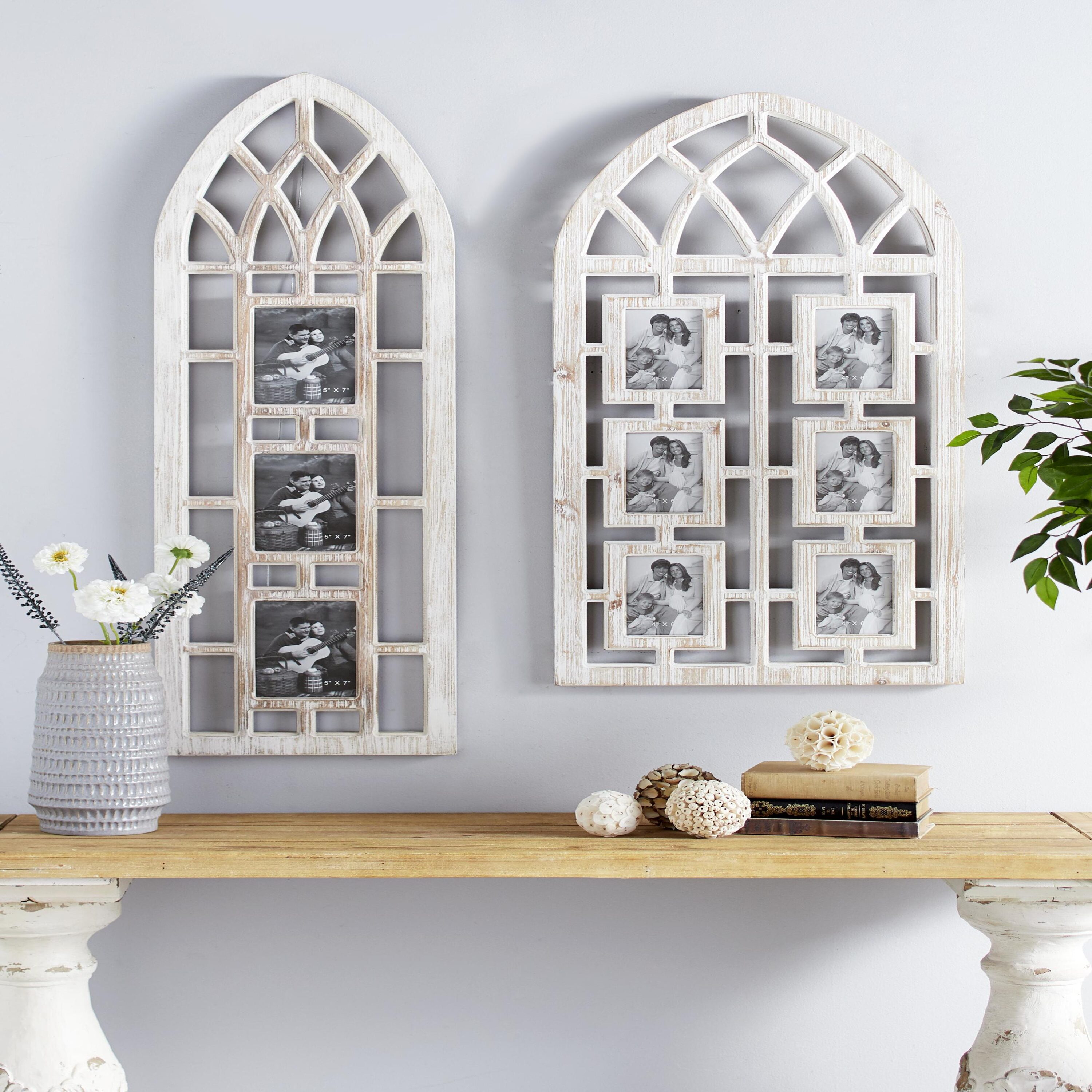 Grayson Lane 46424 Light Brown 3 Slot with Window Arch Shape Wood ( Picture frame