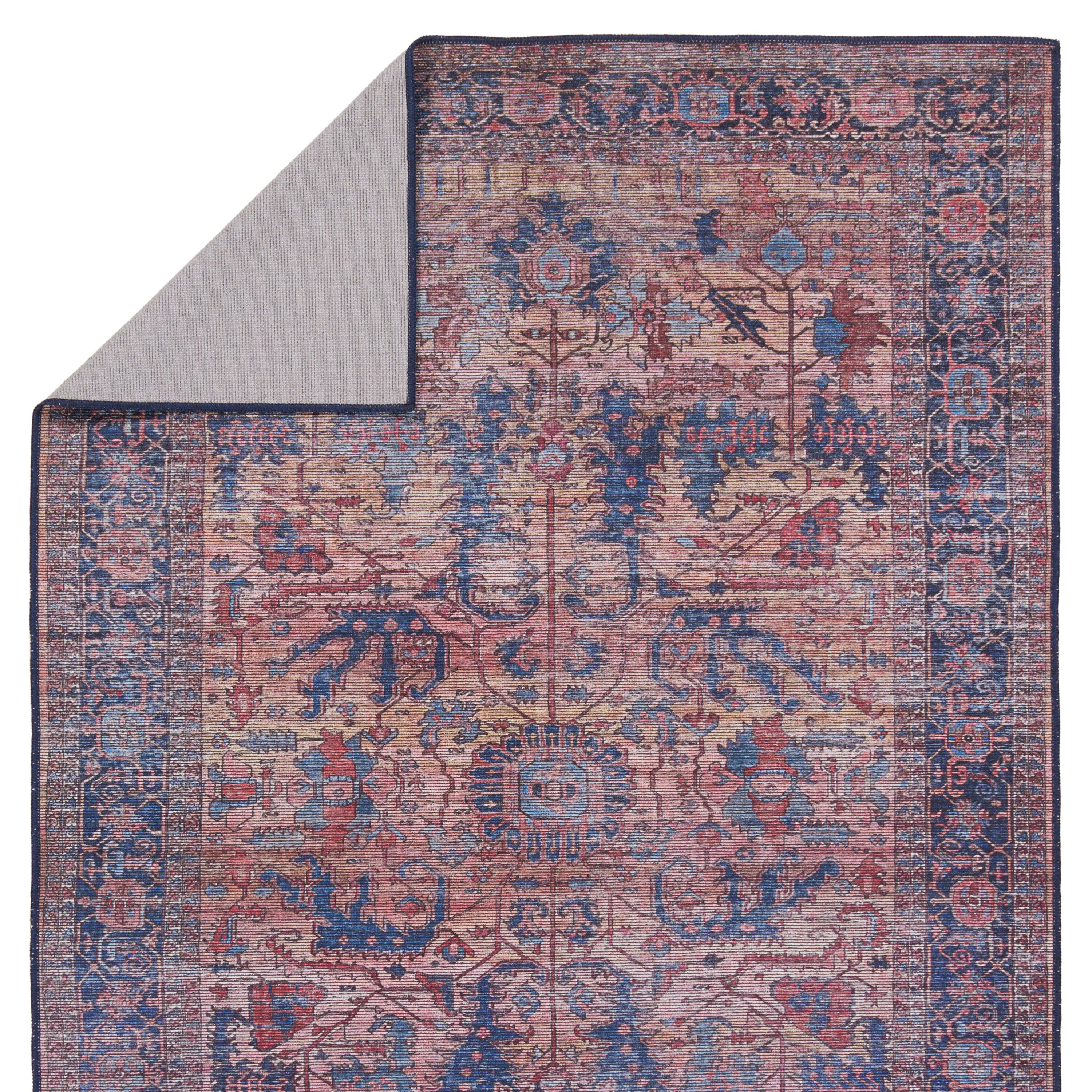 Chaplin Distressed Medallion 10' x 14' Blue and Beige Easy-Care Rug