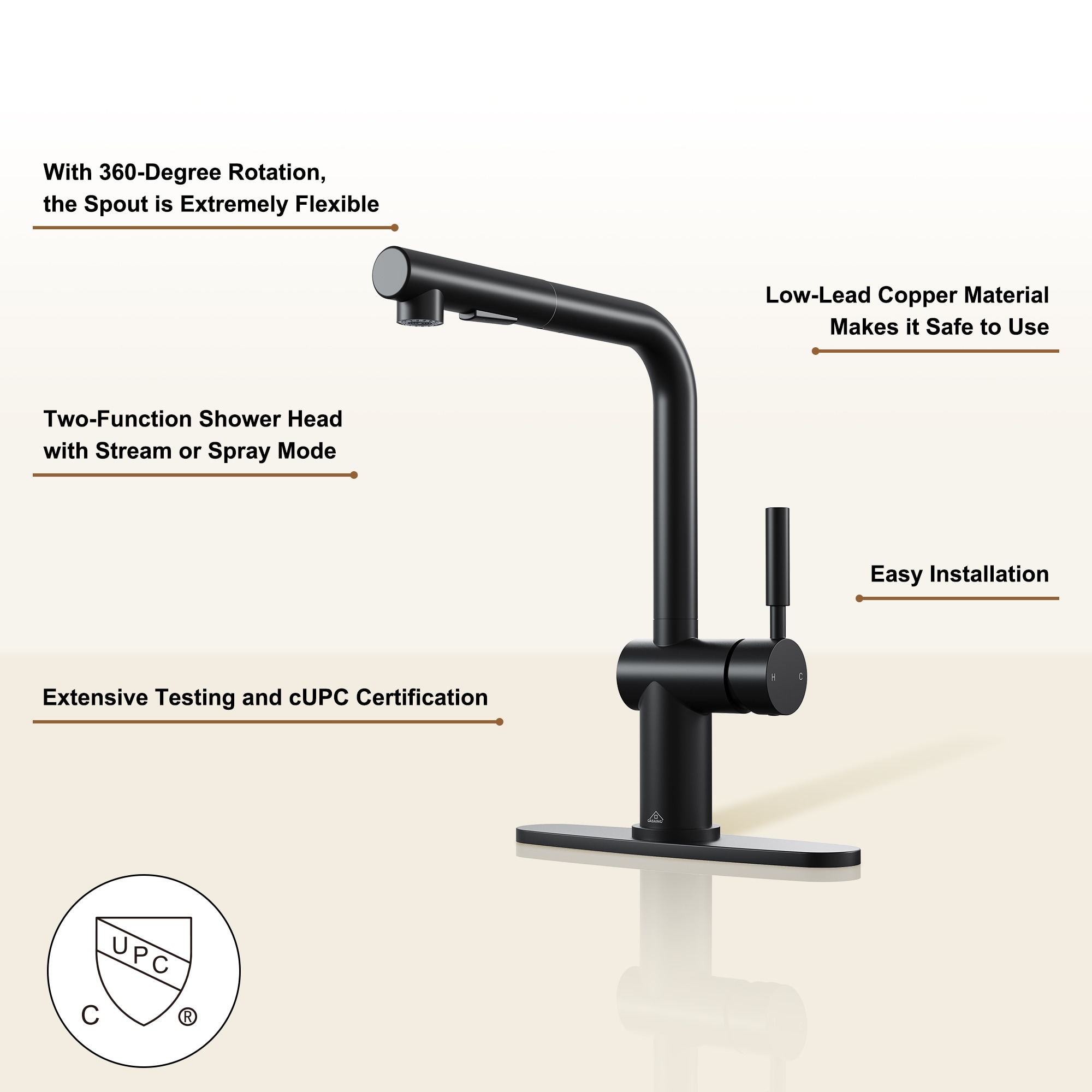 Mondawe MD-D83-MB Kitchen-Faucets - View #5
