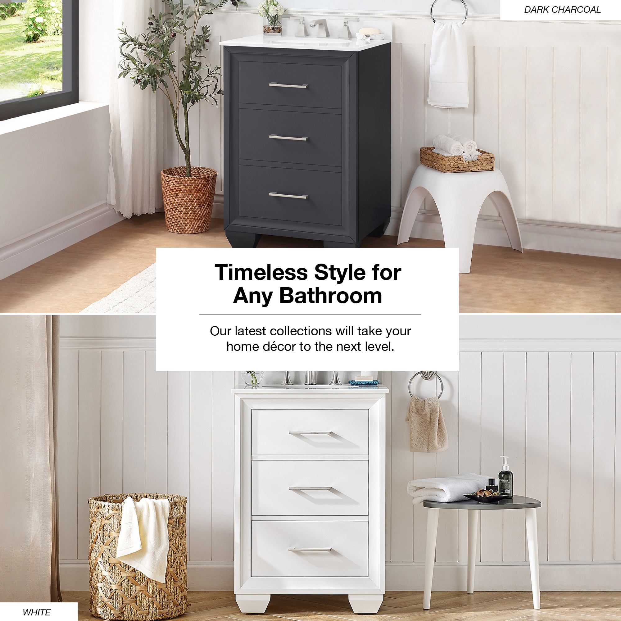 Dark Charcoal 24'' Single Freestanding Bathroom Vanity with Marble Top