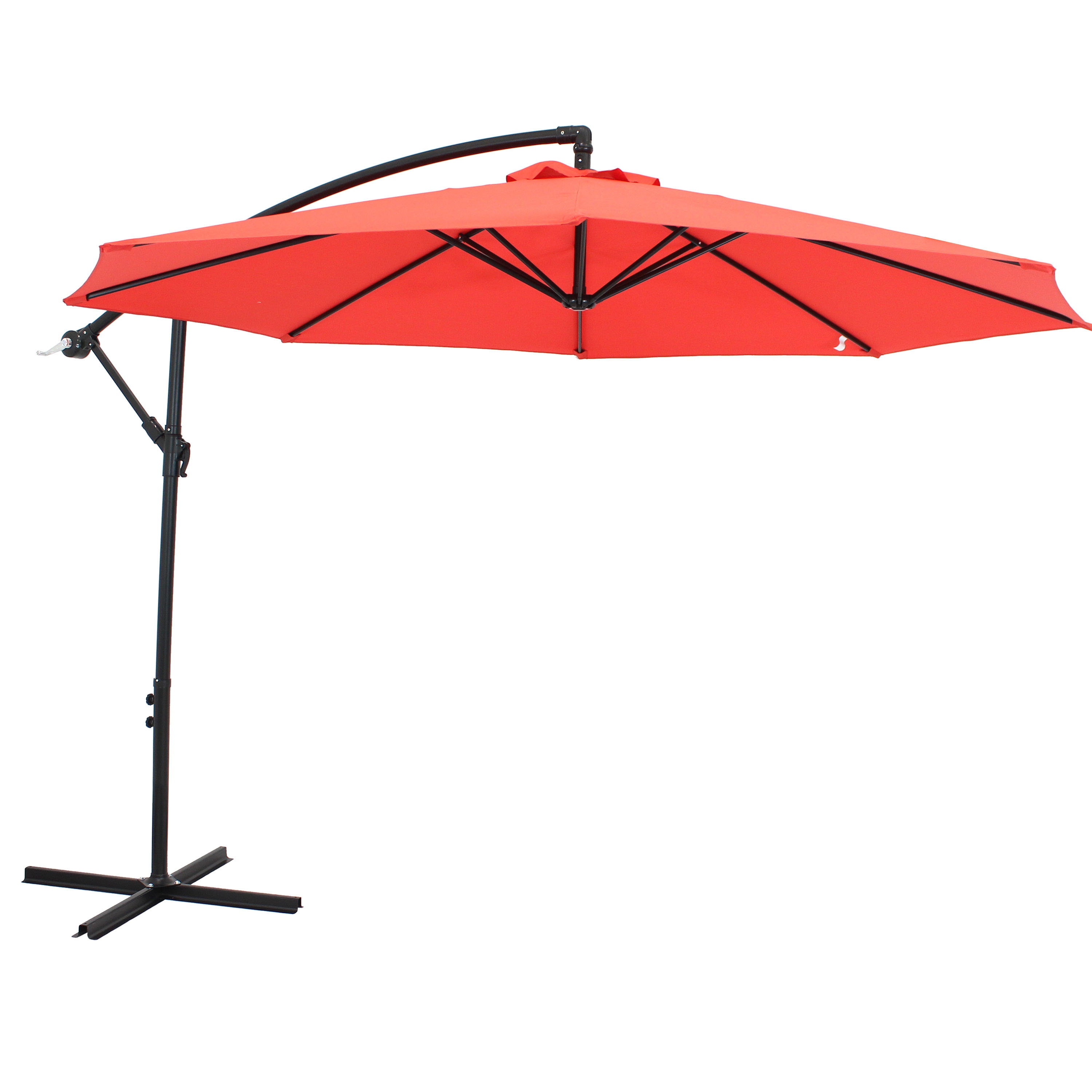 Sunnydaze Decor 9-Foot Red Offset Outdoor Patio Umbrella with