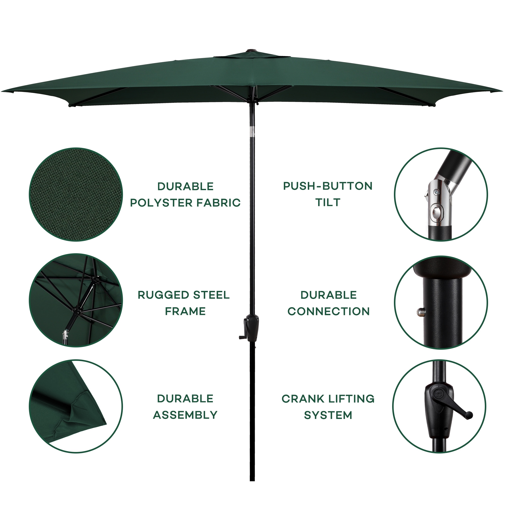 Sun-Ray 201006HGREC 6.25-Feet Steel Green Market Patio Umbrella
