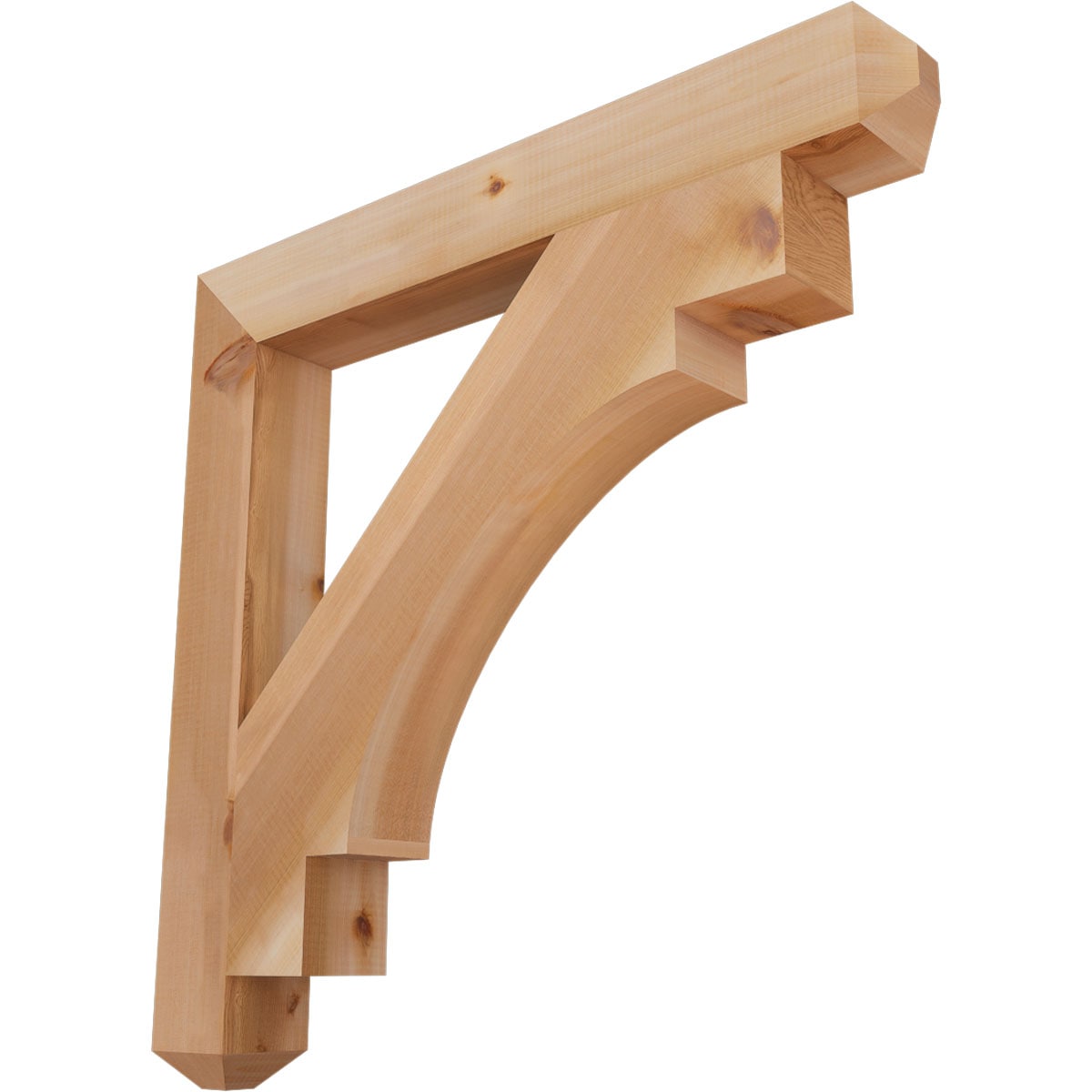 Ekena Millwork BKT04X32X32MRC04SWR Merced craftsman smooth 3-1/2-in x 32-in x 32-in Western red cedar Brown Wood Standard bracket