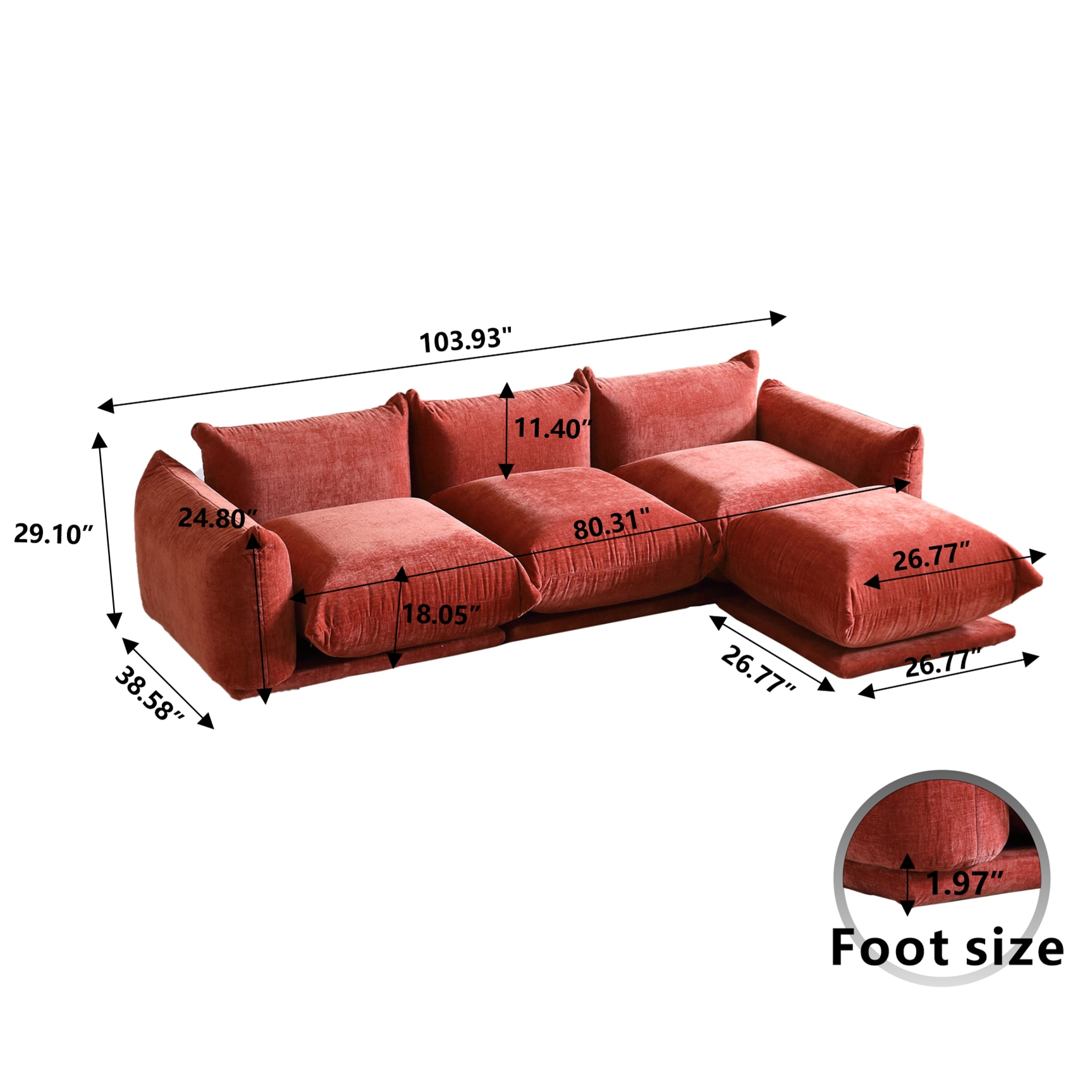 BuotiqHom DH-A-119OR-S3+1 Sofas-Loveseats - View #3