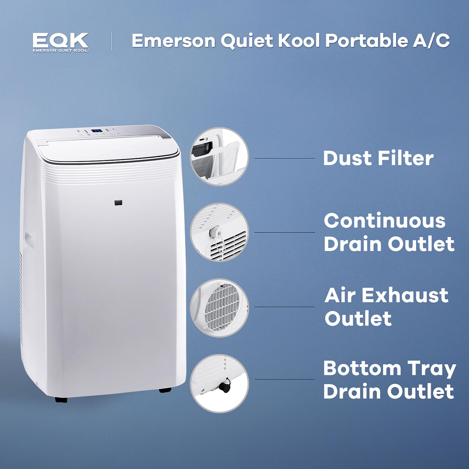 EQK 10,000 BTU Portable Air Conditioner Cools 550 Sq. Ft. with