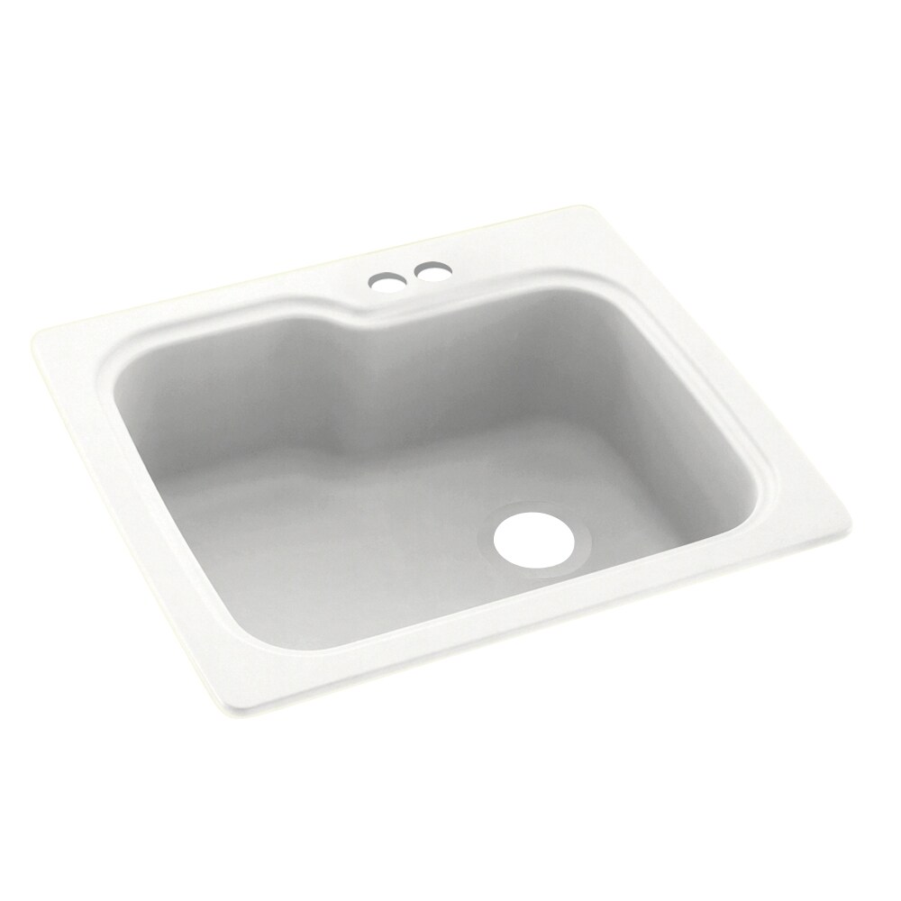 Swanstone Drop In 25 In X 22 In Tahiti White Composite Single Bowl 2 Hole Kitchen Sink At 9072