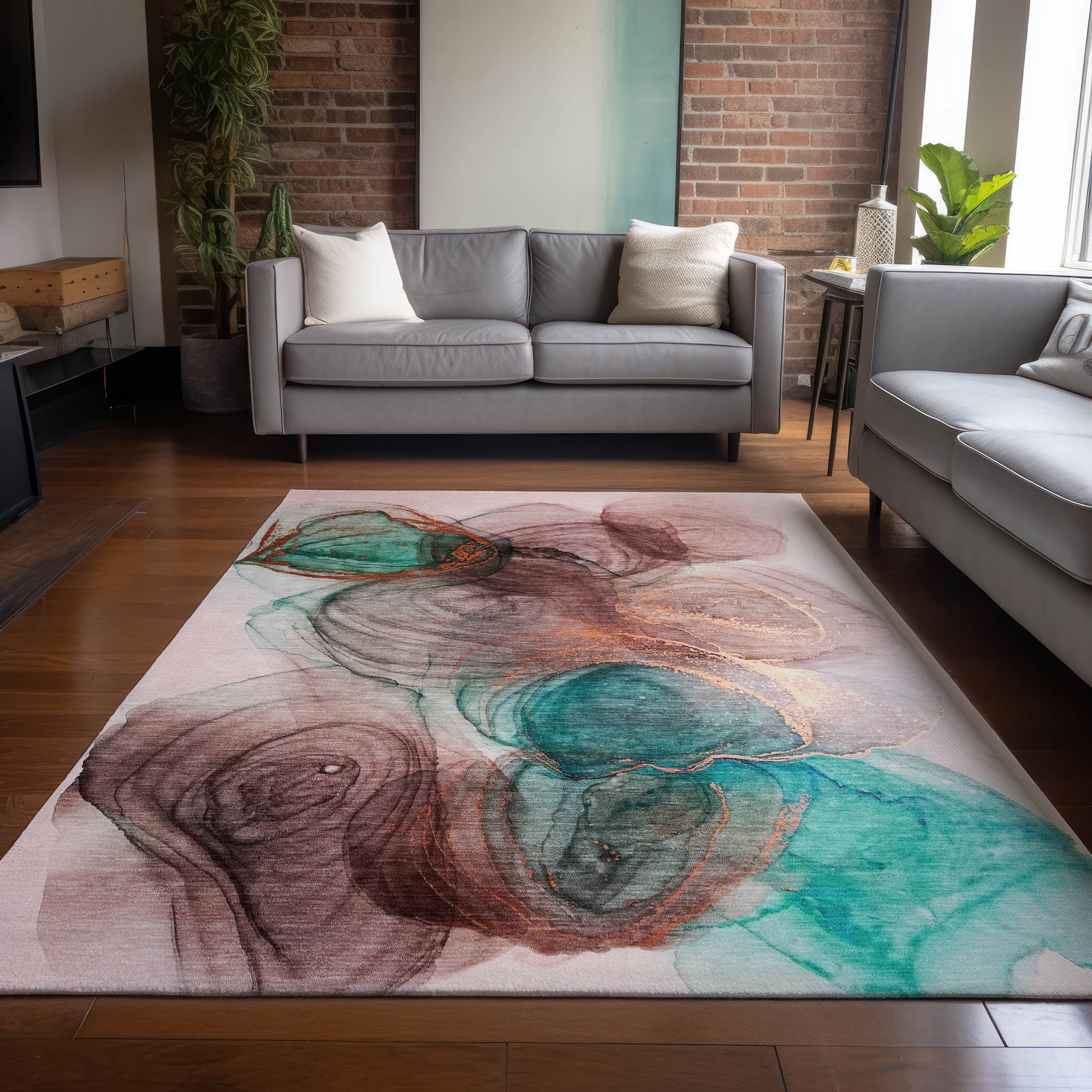 Addison Rugs ACN513BN8X10 Chantille ACN513BN 8 x 10 (ft) Polyester Burgundy Rectangular Indoor/Outdoor Abstract Machine washable Area rug