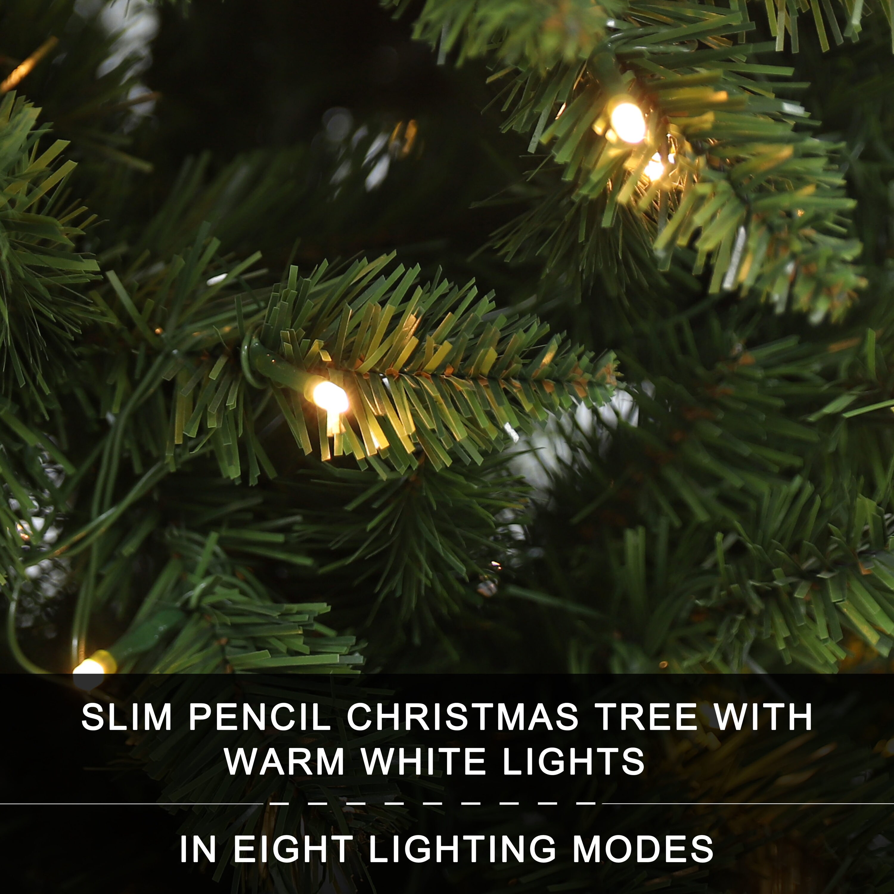 VEIKOUS 6-ft Pre-lit Pencil Artificial Christmas Tree with LED Lights ...
