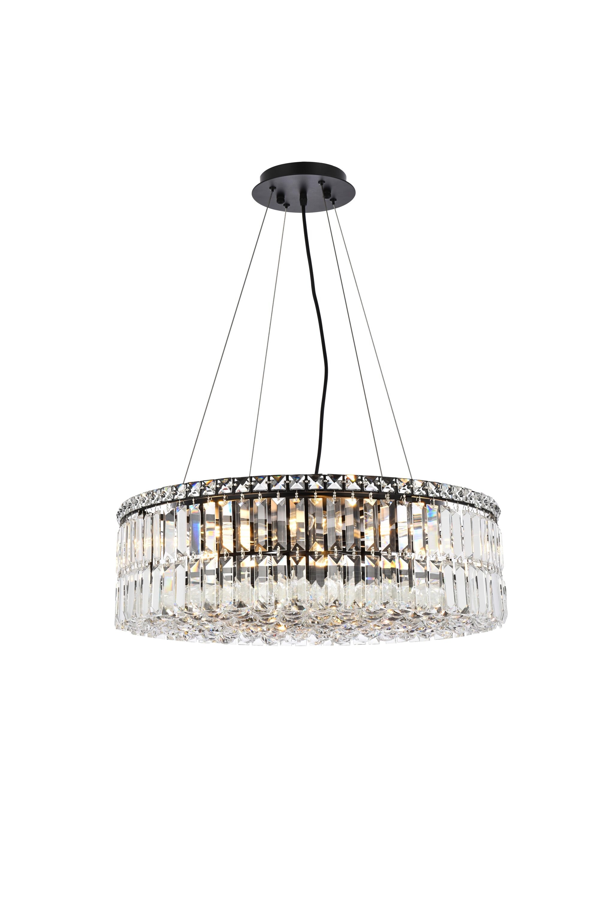 Elegant Decor HFV6090D24BKRC Home Furnishing 12 -Light Black Transitional Crystal For Use in Bathrooms, Bedrooms, Dining Rooms, Foyers, Kitchens, Living Rooms Chandelier