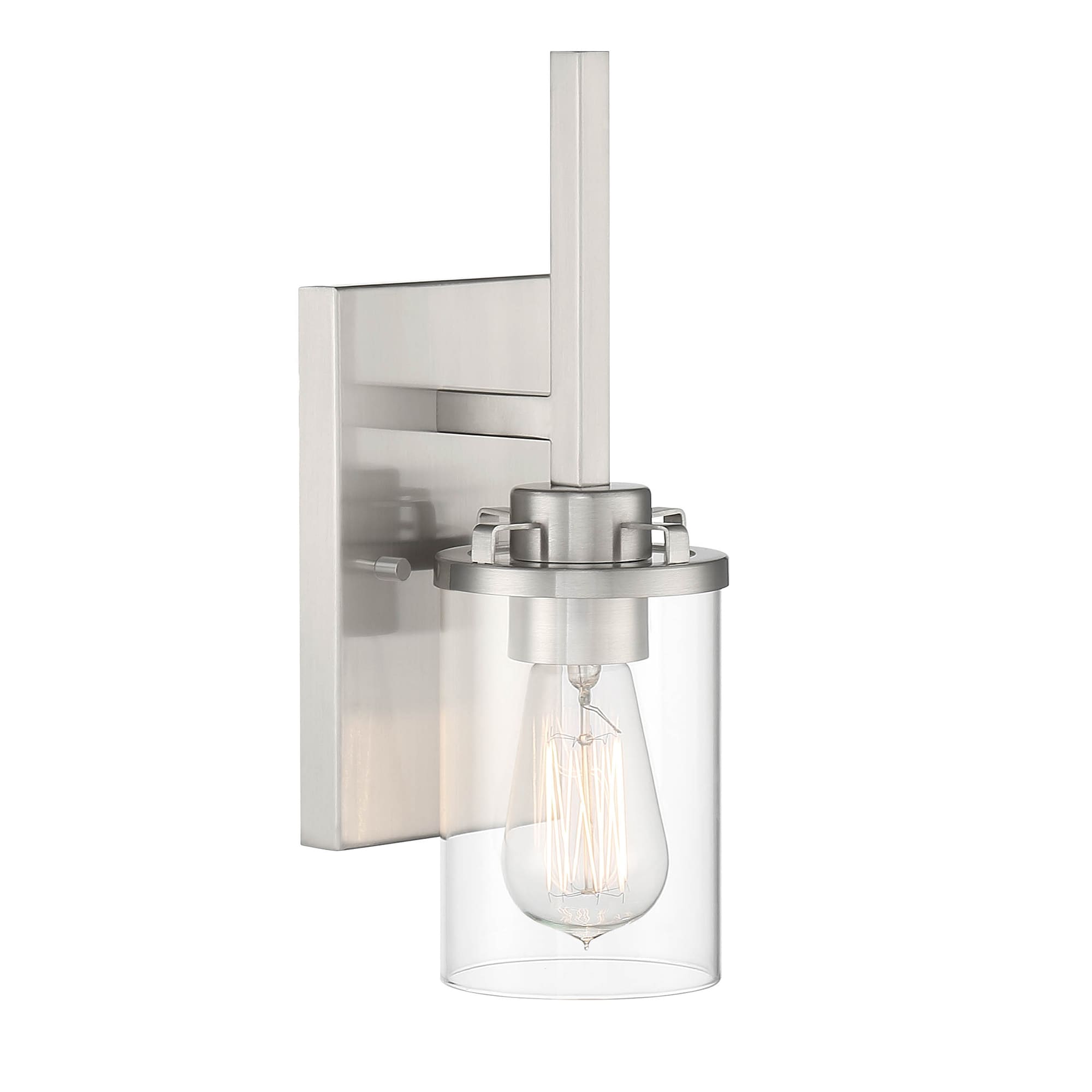 Jedrek Brushed Nickel Cylinder Sconce, Dimmable Direct Wired