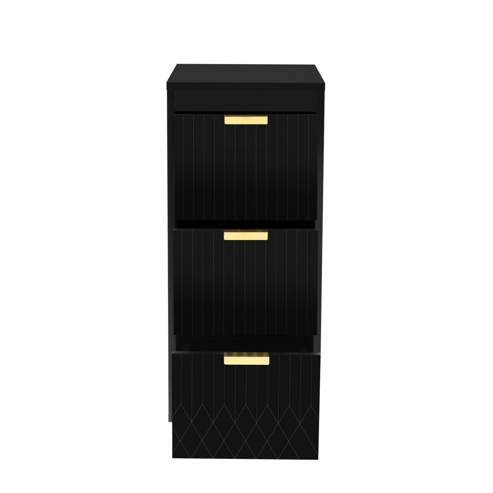 GlasFlength  12-Inch Wall Mounted Floating Side Cabinet with Drawers Space Saving Storage Solution with Sturdy Construction for Bathroom Living Room Powder Room Black